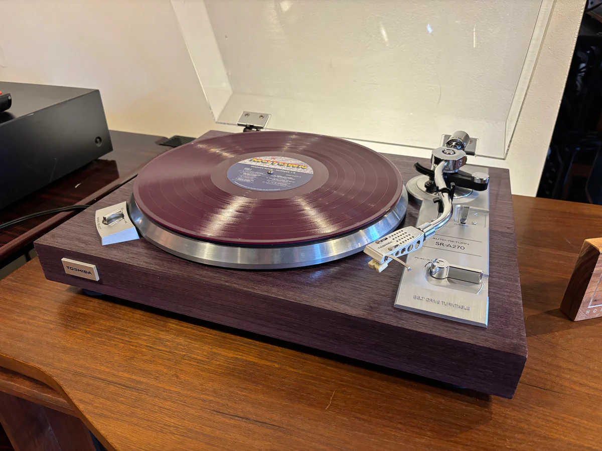 161CA29D-D430-4666-B2CD-79D46D39BB95_1200x1200.webp Toshiba SR-A270 Turntable w/Custom Purple Veneer Plinth... So Fun!