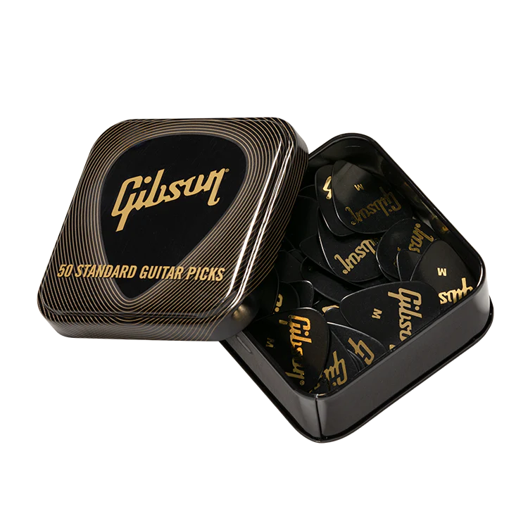 Gibson Standard Black Pick Tin, 50 pcs., Medium