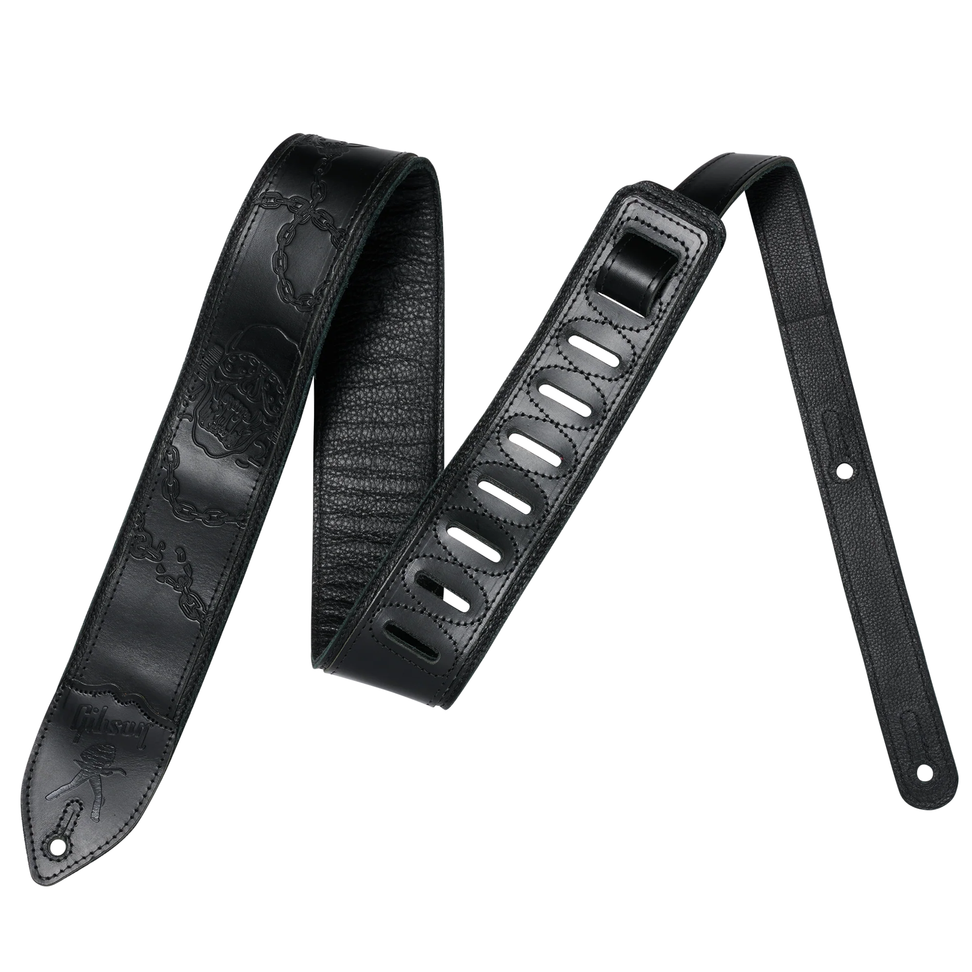ASDAVEM-BLK_front.webp Gibson Dave Mustaine Signature Guitar Strap, Black, Exclusive