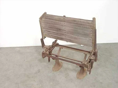 Antique StreetcarBench Seat - classic folding iron with wood seat