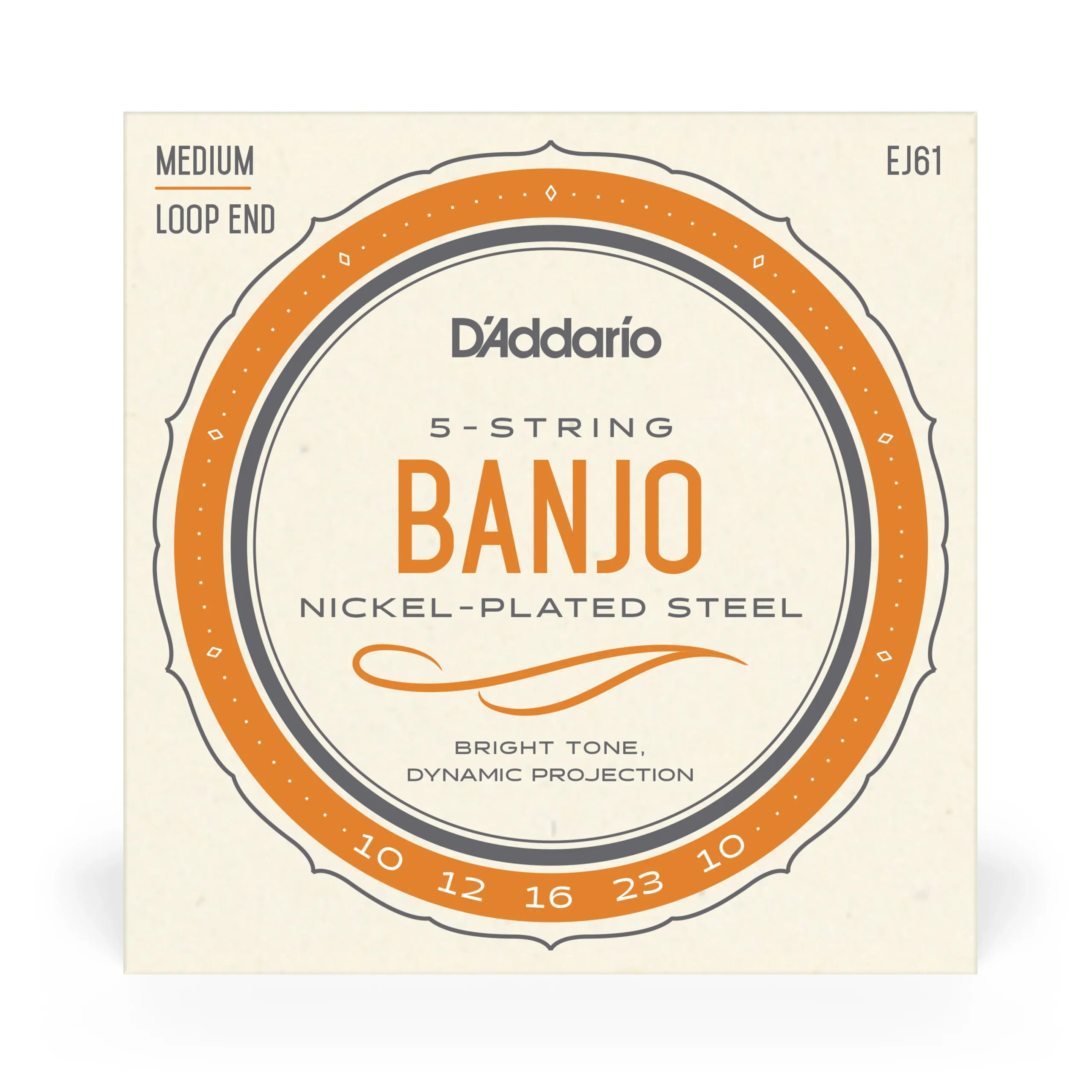 EJ61_detail1_hi-res.webp D'Addario EJ61 5-String Banjo Strings, Nickel, Medium Tension, 10-23