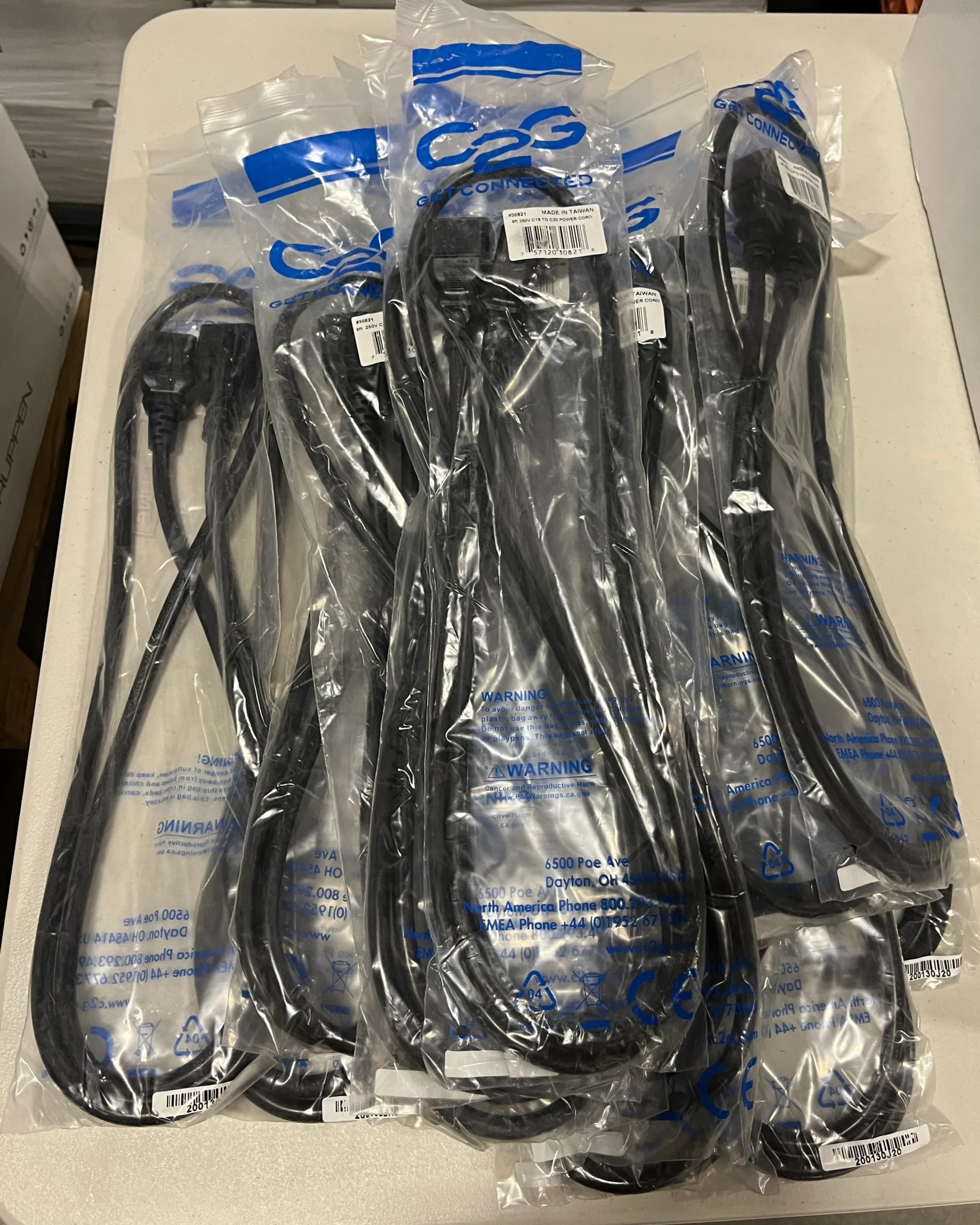 C19 to C20 Power Cables, 6 ft, Lot of 12, C2G