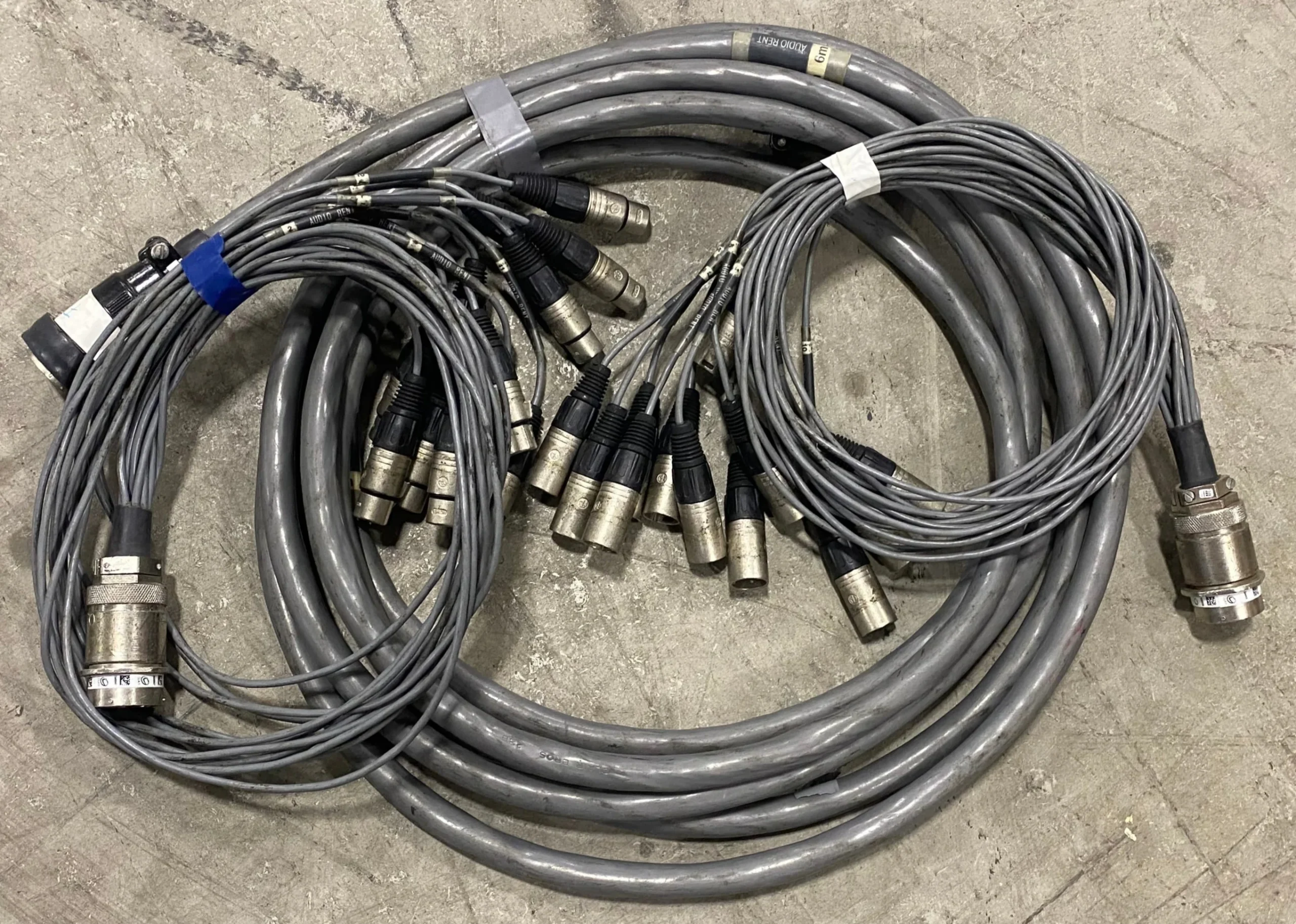 IMG_7377_8979f274-b40a-4073-ba5f-4001bcda3f87.webp 12 Channel 246ft (75m) Cannon Multipin Snake + XLR Fan In/Out Audio Stage Cable