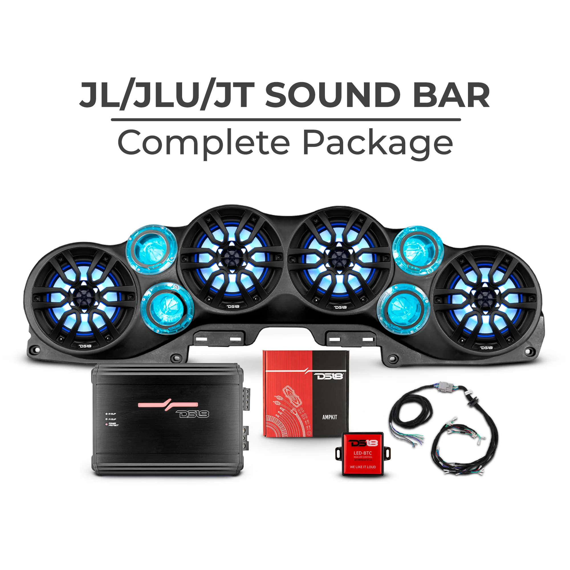 JL-PROAUDIO-SBAR-BK-NXL-BK-PACKAGE-2022-2000X2000_1.webp Jeep JL/JT 2018–2023 Overhead Sound Bar Package