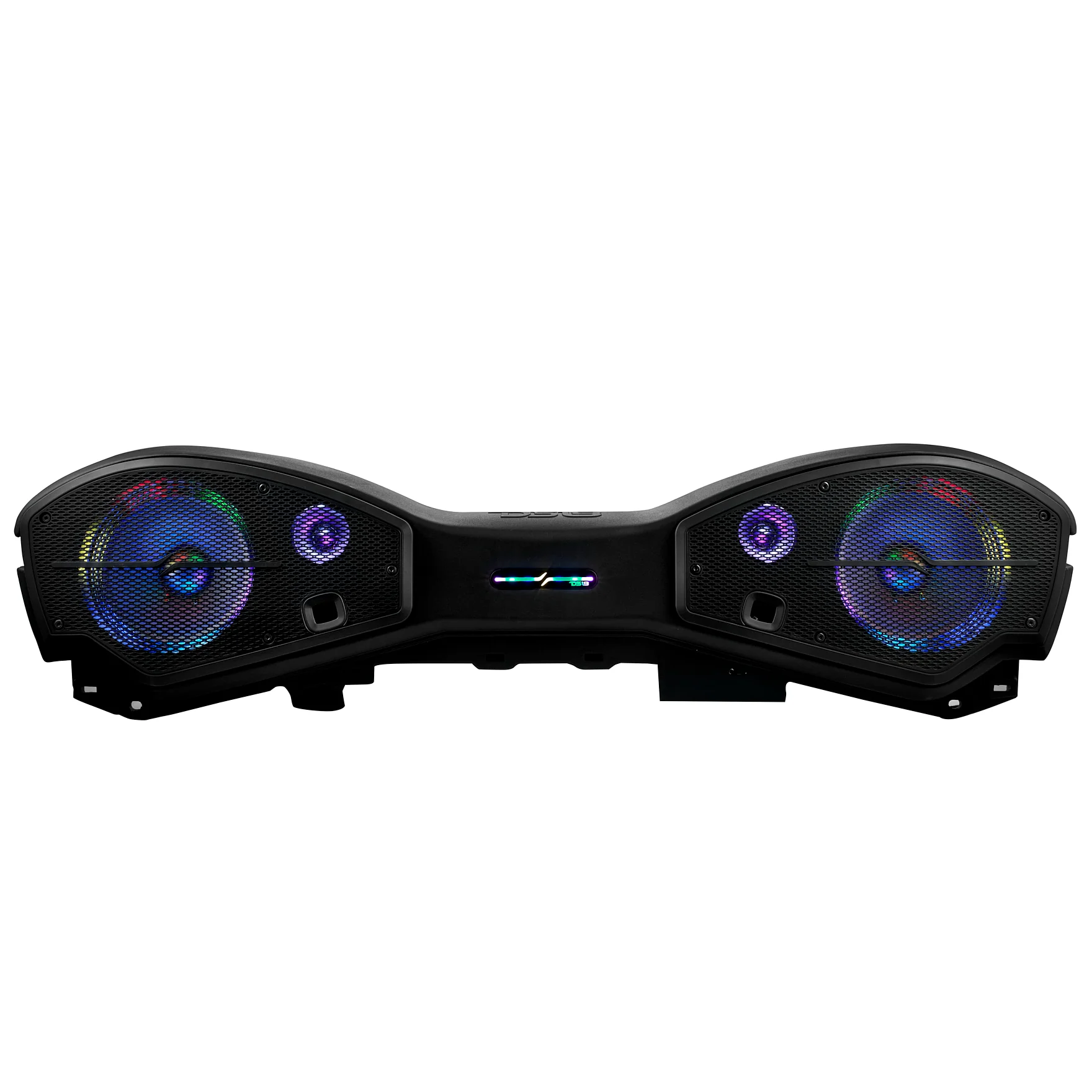 JL24-SBAR22-BKLD-FRONT-COLORS-PROFILE.webp Jeep JL/JLU/JT 2024–2025 Overhead Sound Bar – Loaded with Digital LED Lights, Plug & Play