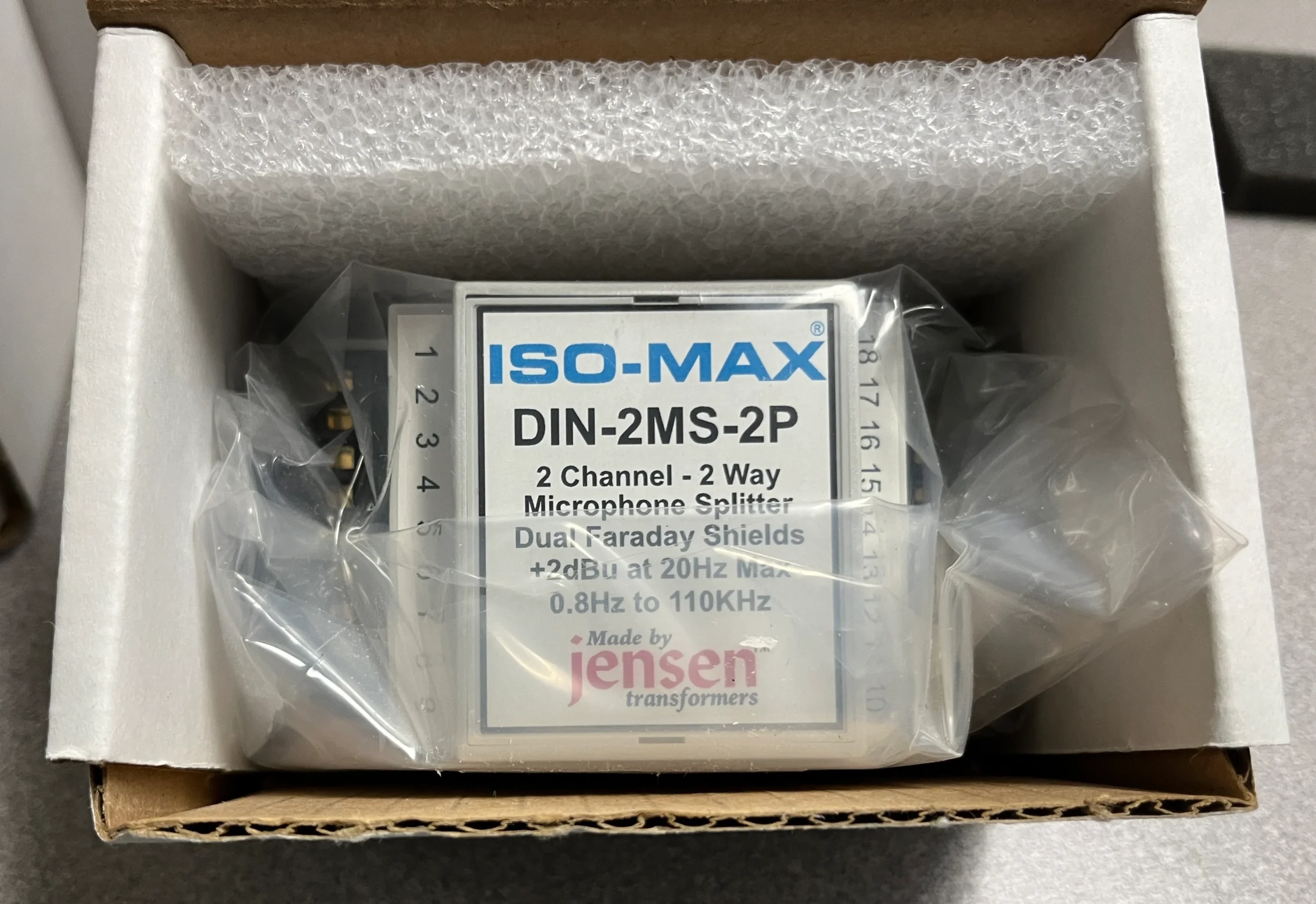 Jensen_Transformer_DIN-2MS-2P.webp Jensen Transformers Iso-Max 2-Channel Mic Splitter, DIN-2MS-2P