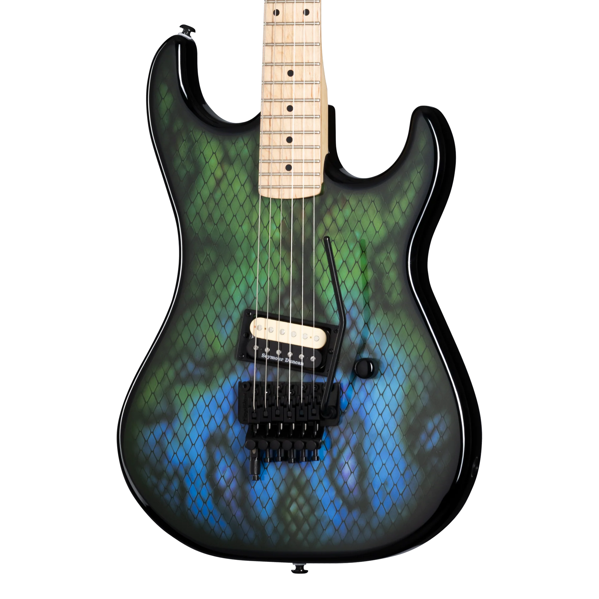 Kramer Baretta “Viper” (EVH D-Tuna; Incl. Premium Soft Case), Snakeskin Green Blue Fade