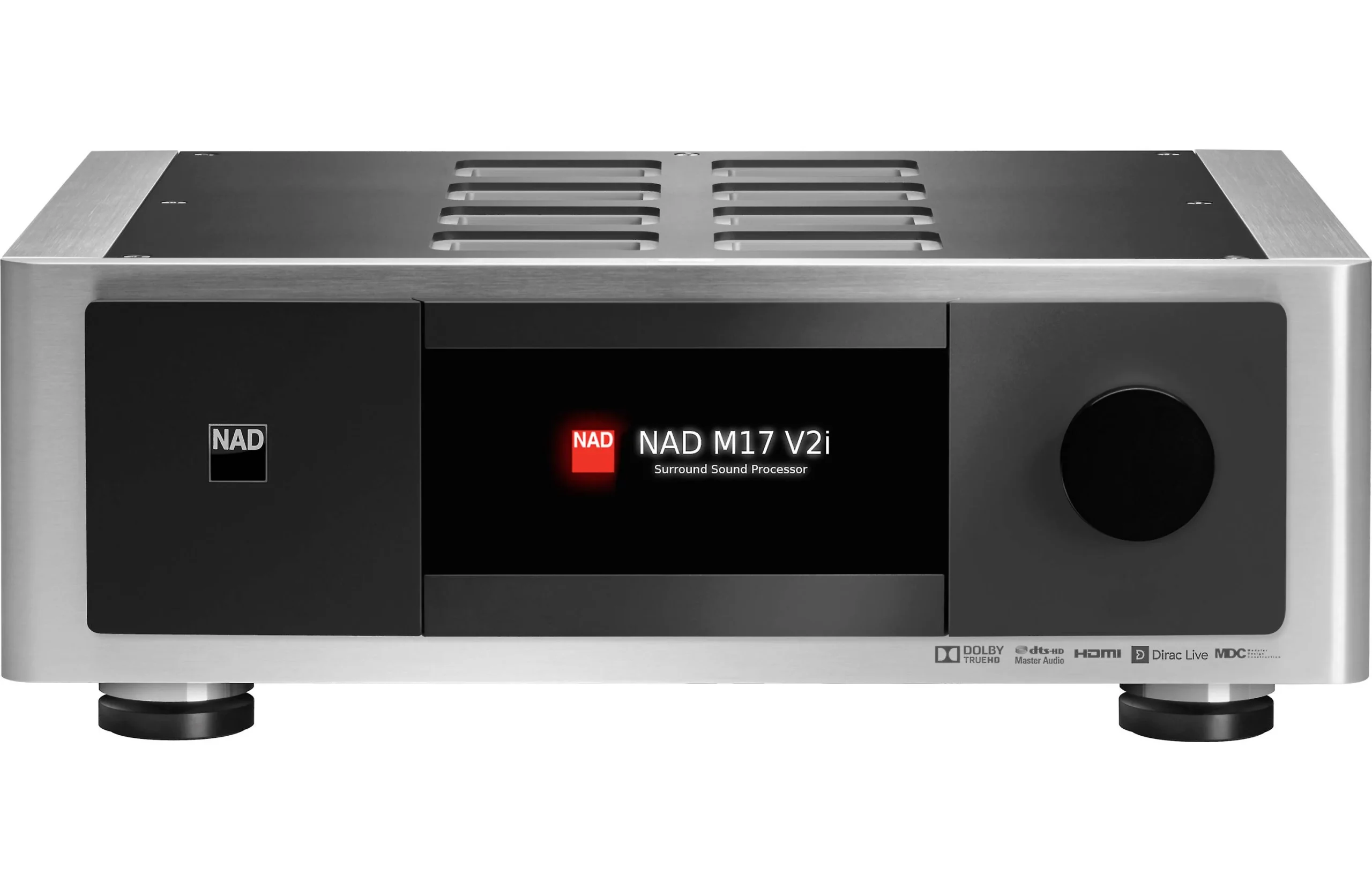 NAD Master Series M17 V2i Home theater preamp/processor with 11.2-channel processing, Dolby Atmos, Apple AirPlay 2, and Dirac Live room correction