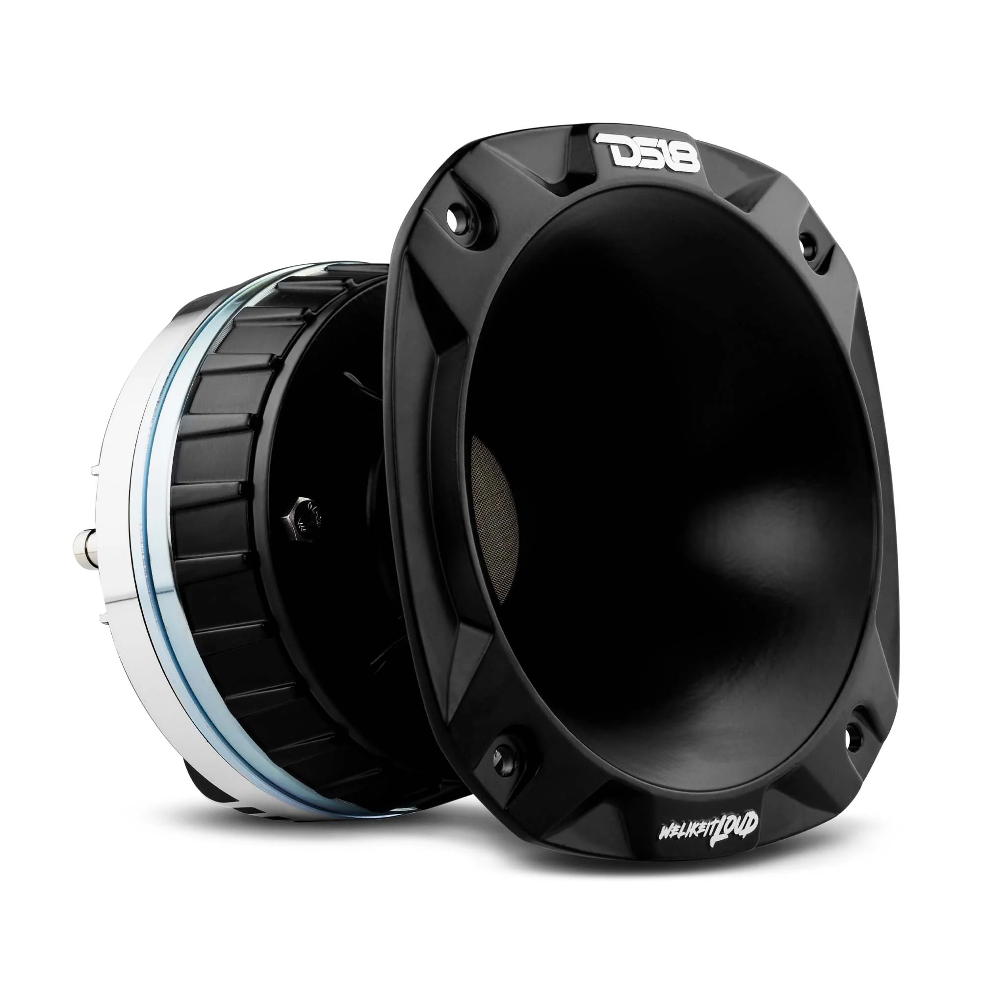 PRO-DKN1XS2000x2000.webp 2" Throat Bolt On Neodymium Driver with Spacer, 2" Throat Titanium Voice Coil 640 Watts and PRO-HA52/BK Horn 680 Watts 118dB 8-Ohm Mounting Depth 5.22" Throat