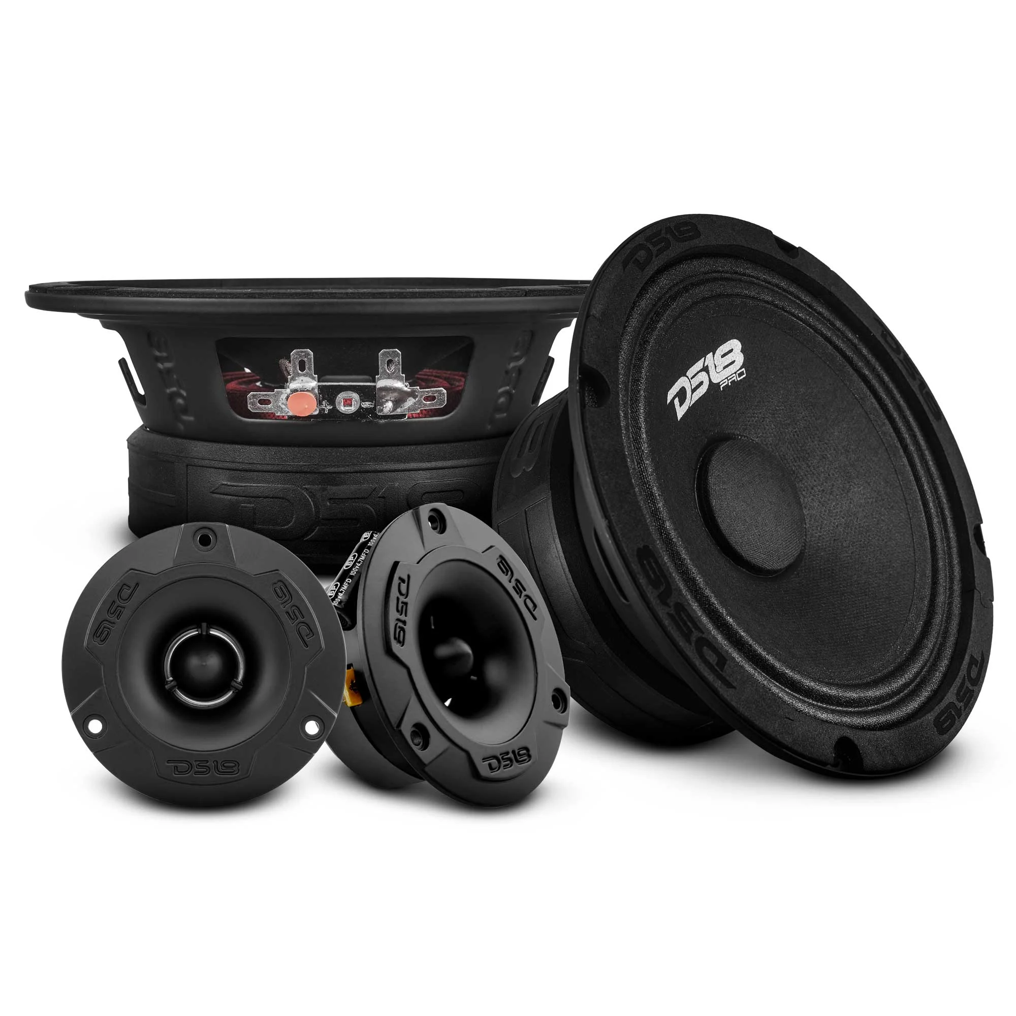 PRO-GM6.4PK-2000x2000-1.webp DS18 PRO-GM6.4PK Loudspeakers and Tweeters Package Including a Pair of PRO-GM6.4 + a Pair of PRO-TW1X/BK