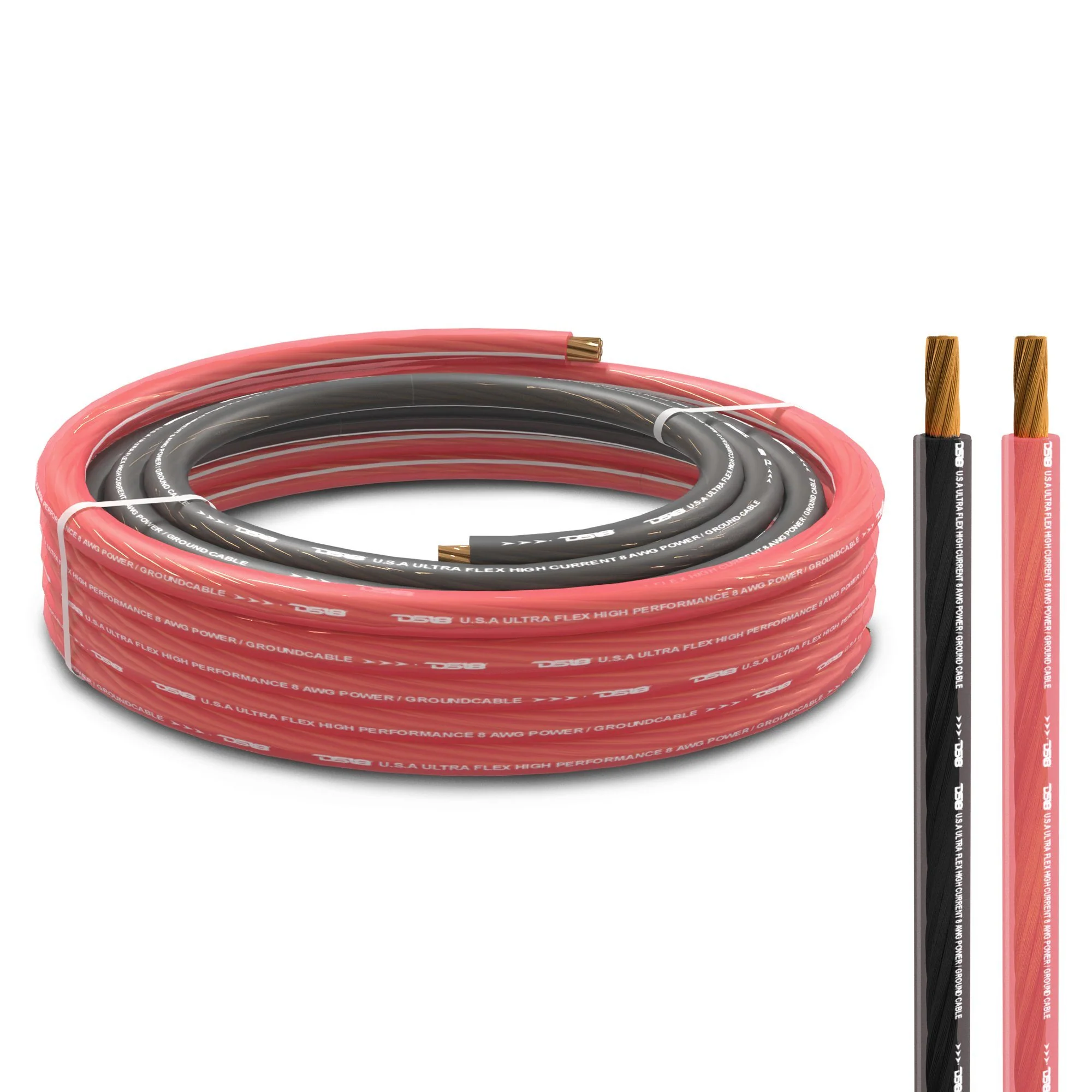 DS18 PW-8GA-5BK/20RD 8-GA Ultra Flex CCA Ground Power Cable 5 Ft Black and 20 Ft Red Kit