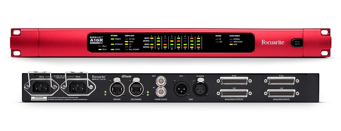 a16rmk2-front-rear.webp Focusrite RedNet A16R MkII - 16x16 Analogue I/O With Independent Level Control