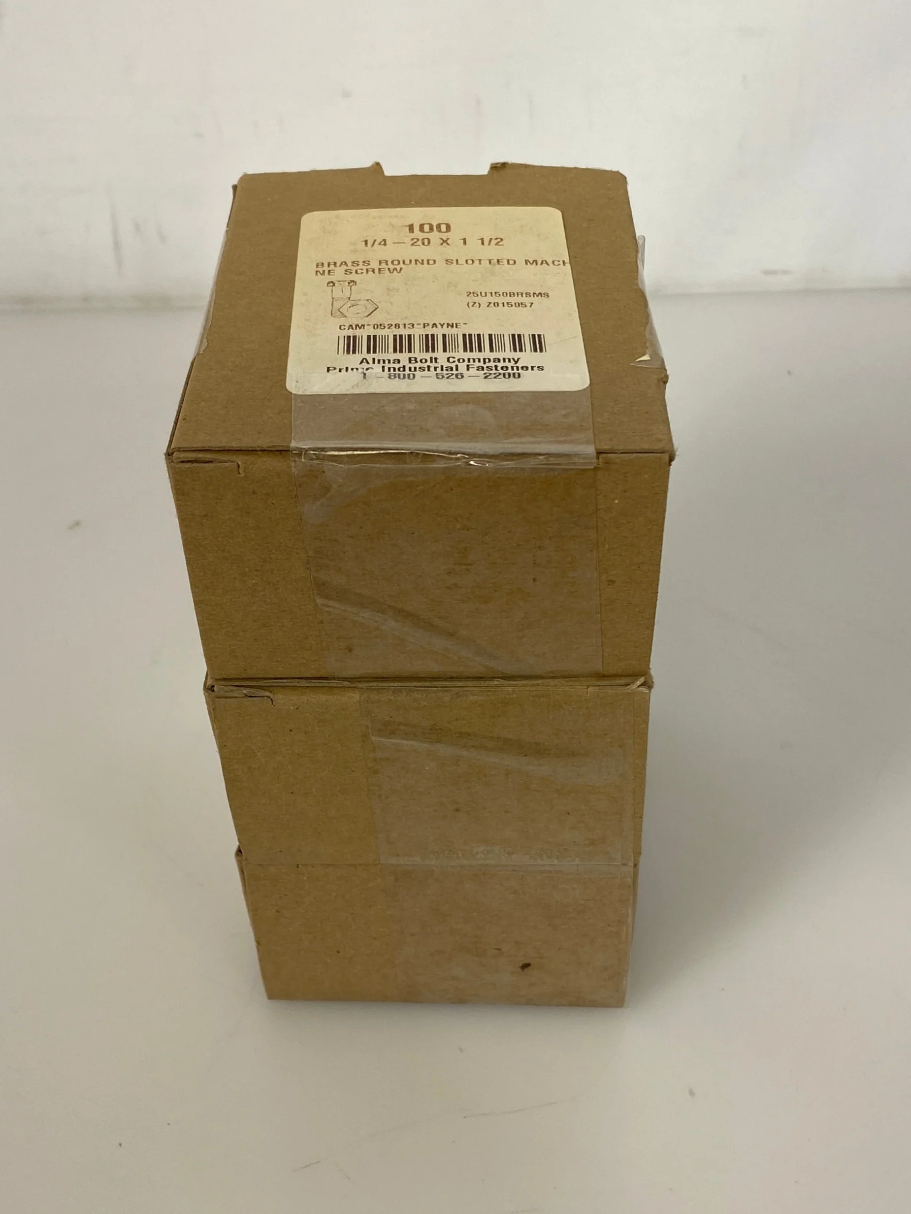 Alma Bolt Company 1/4 x 1 1/2 Slotted Brass Machine Screws Pack of 3