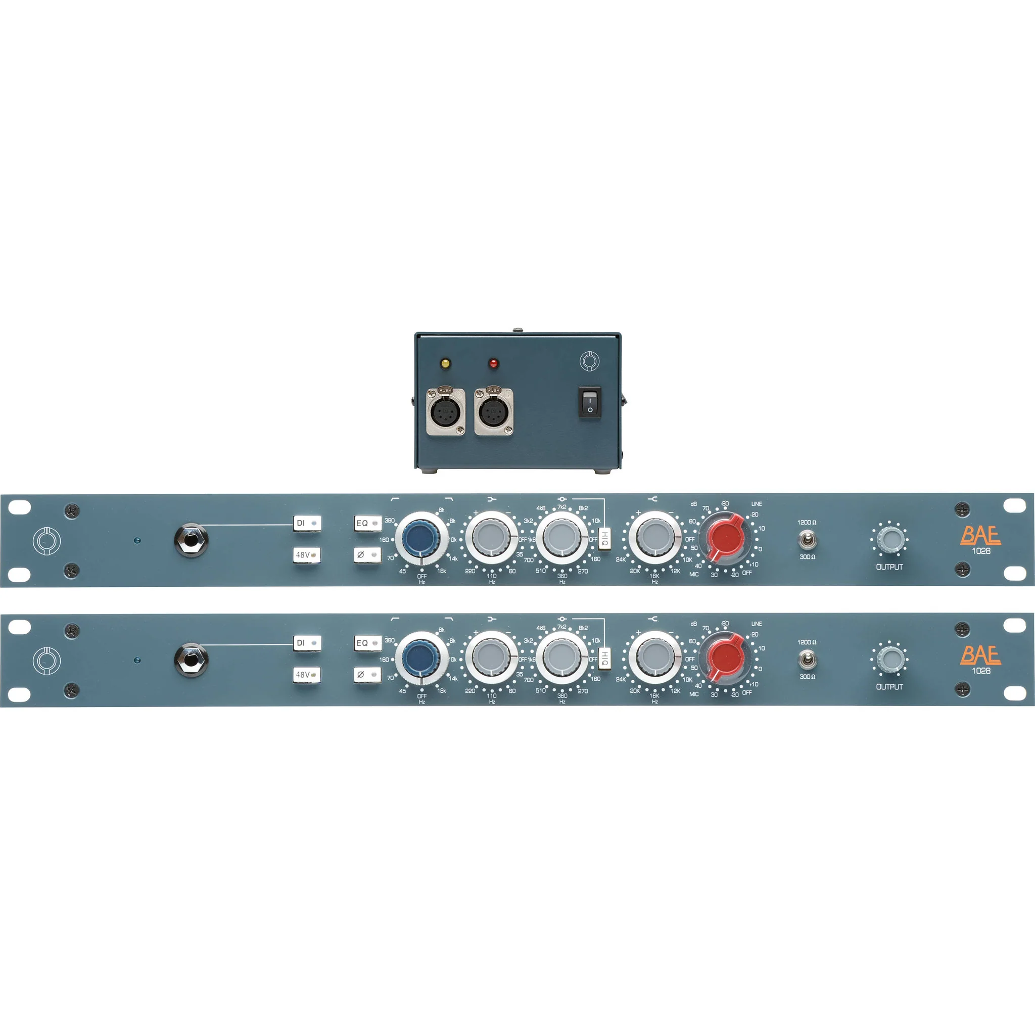 british_audio_engineering_pair_1028wps_1028_3_band_eq_pair_1160340_77f94020-d743-47d4-98f1-d10538d3f845.webp BAE PAIR 1028 Pair, 19" Rackmount Version, With Power Supply