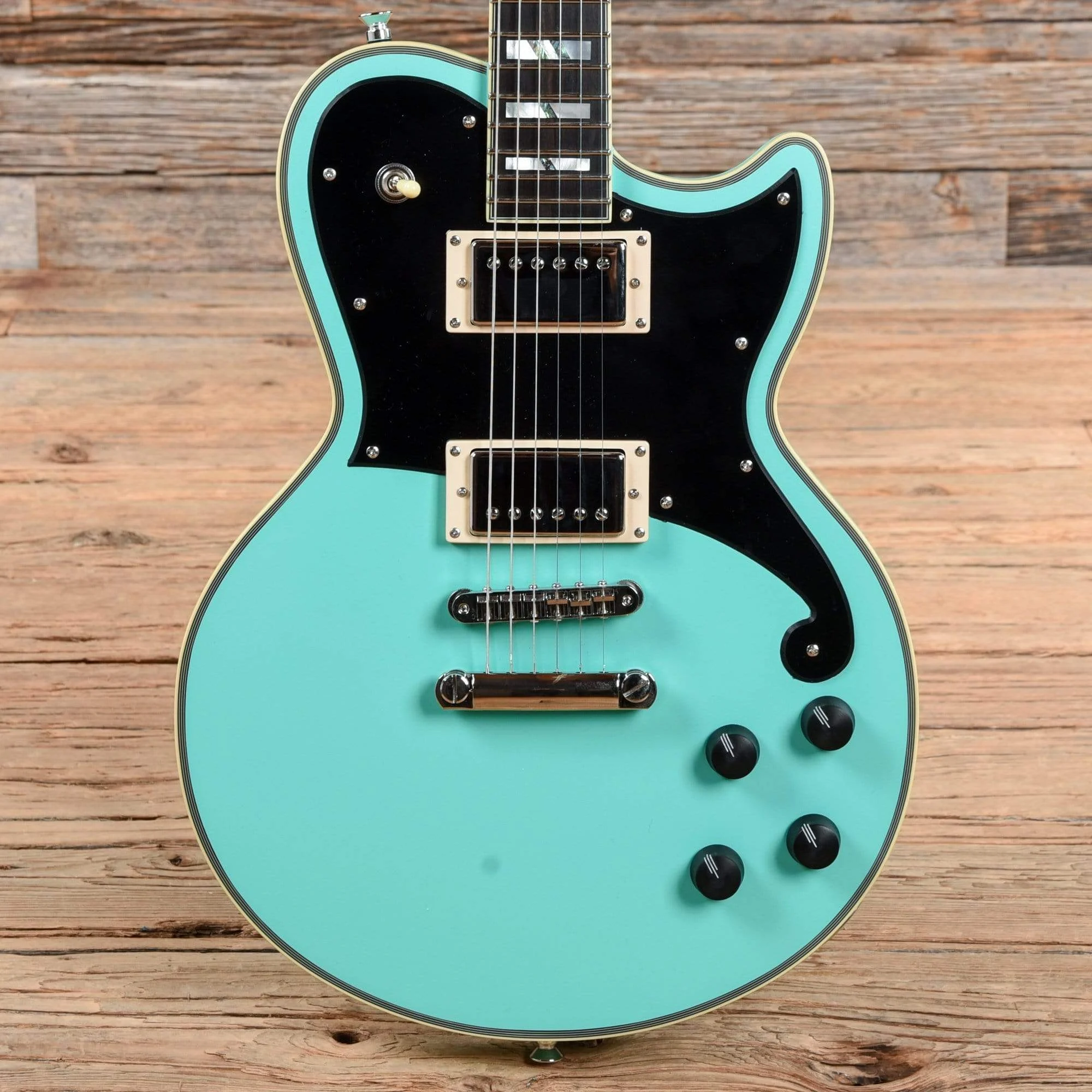 D'Angelico Deluxe Atlantic Single Cutaway HH with Stoptail Matte Surf Green 2020