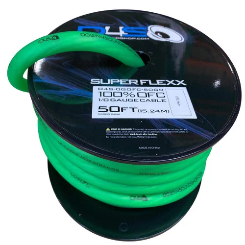 Down4Sound 50ft 1/0 OFC Tinned Wire (Lime Green)