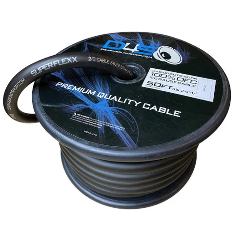 Down4Sound 50ft 2/0 OFC SILVER TINNED Wire (Black)
