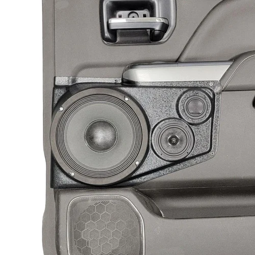 DOWN4SOUND Single 8" and Single 3.5" and Single Tweeter Speaker Pods for the Rear Door of a 14-18 Chevrolet Silverado-GMC Sierra Crew Cab