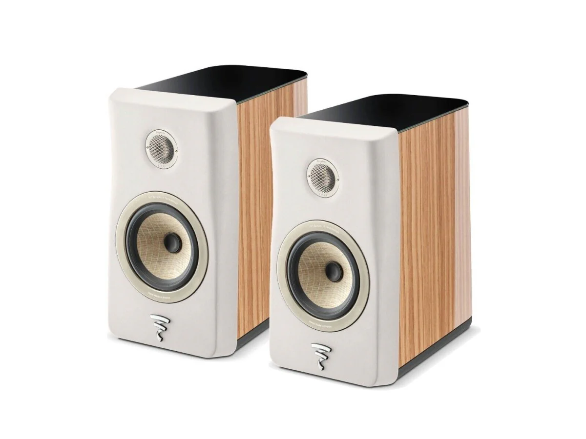Focal Kanta N1 Bookshelf Speaker (Pair) - Ivory Mat/ Walnut Veneer - Refurbished w/ Warranty