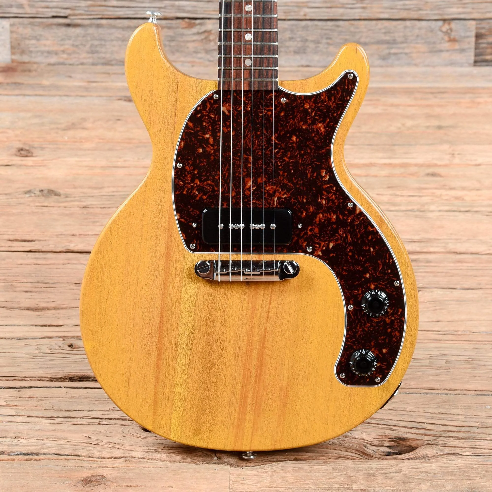 Gibson USA Les Paul Junior Tribute DC Worn TV Yellow w/Tortoise Pickguard
