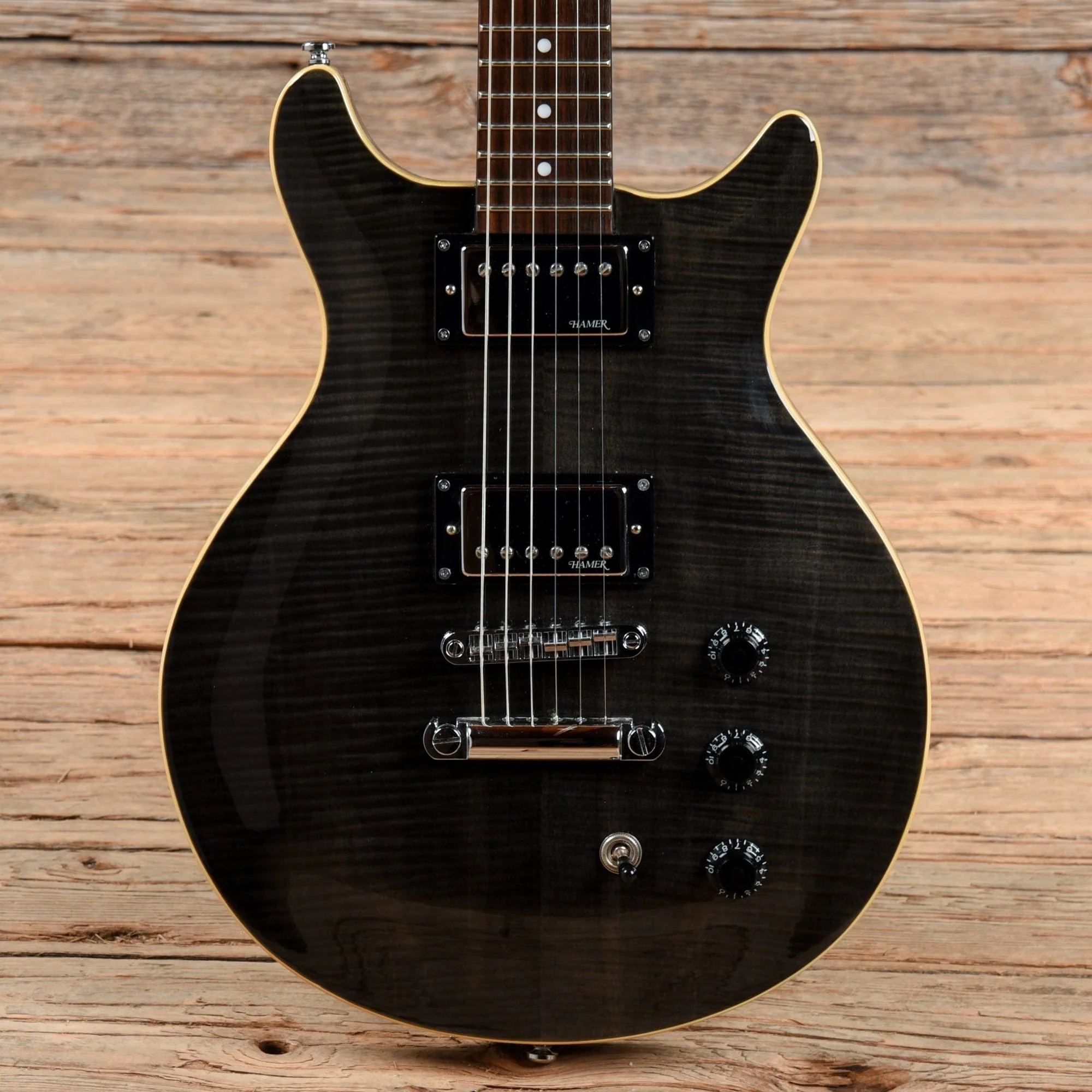 Hamer SATFW-TBK The Archtop Double Cutaway Transparent Black Burst 2017