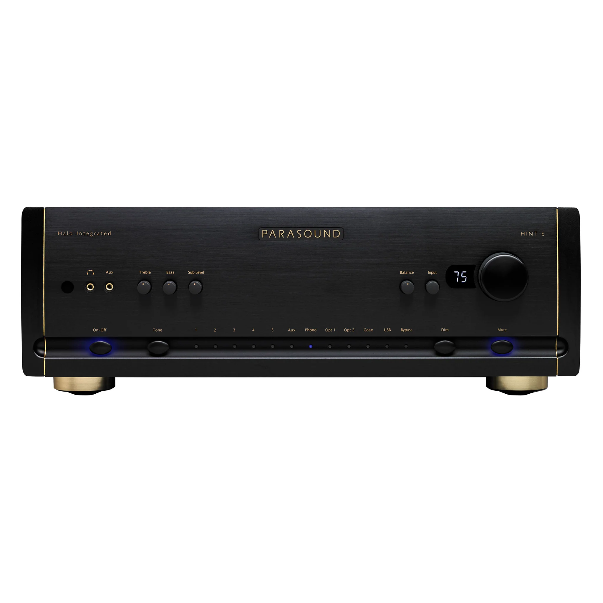 hint6_black_front.webp Parasound Halo HINT 6 Integrated Amplifier