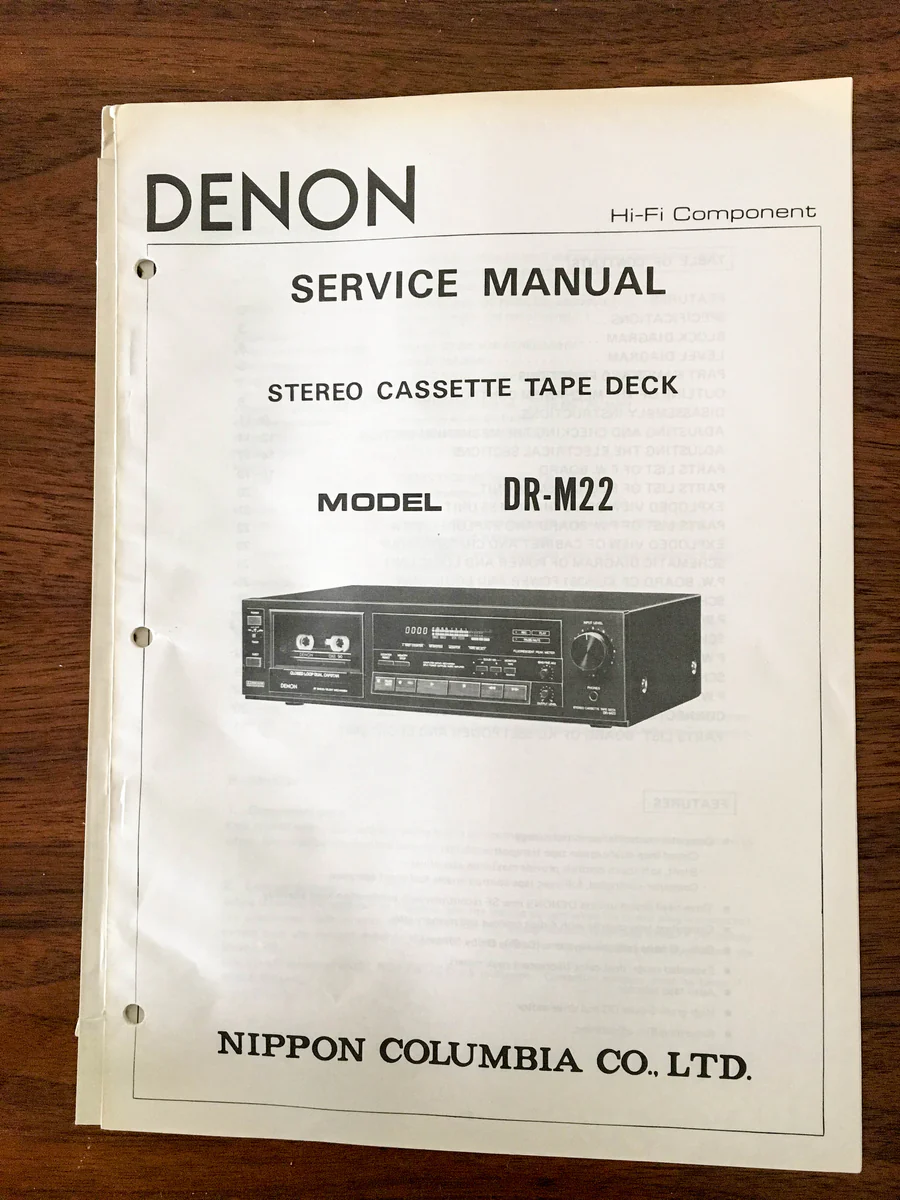 Denon DR-M22 Cassette Tape Service Manual *Original*