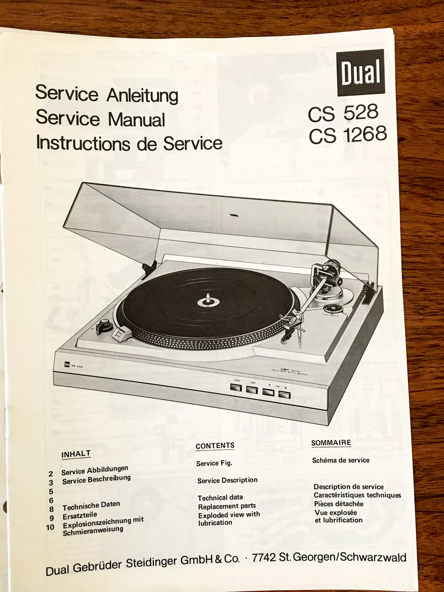 Dual CS 528 CS 1268 Record Player / TurntableService Manual *Original*
