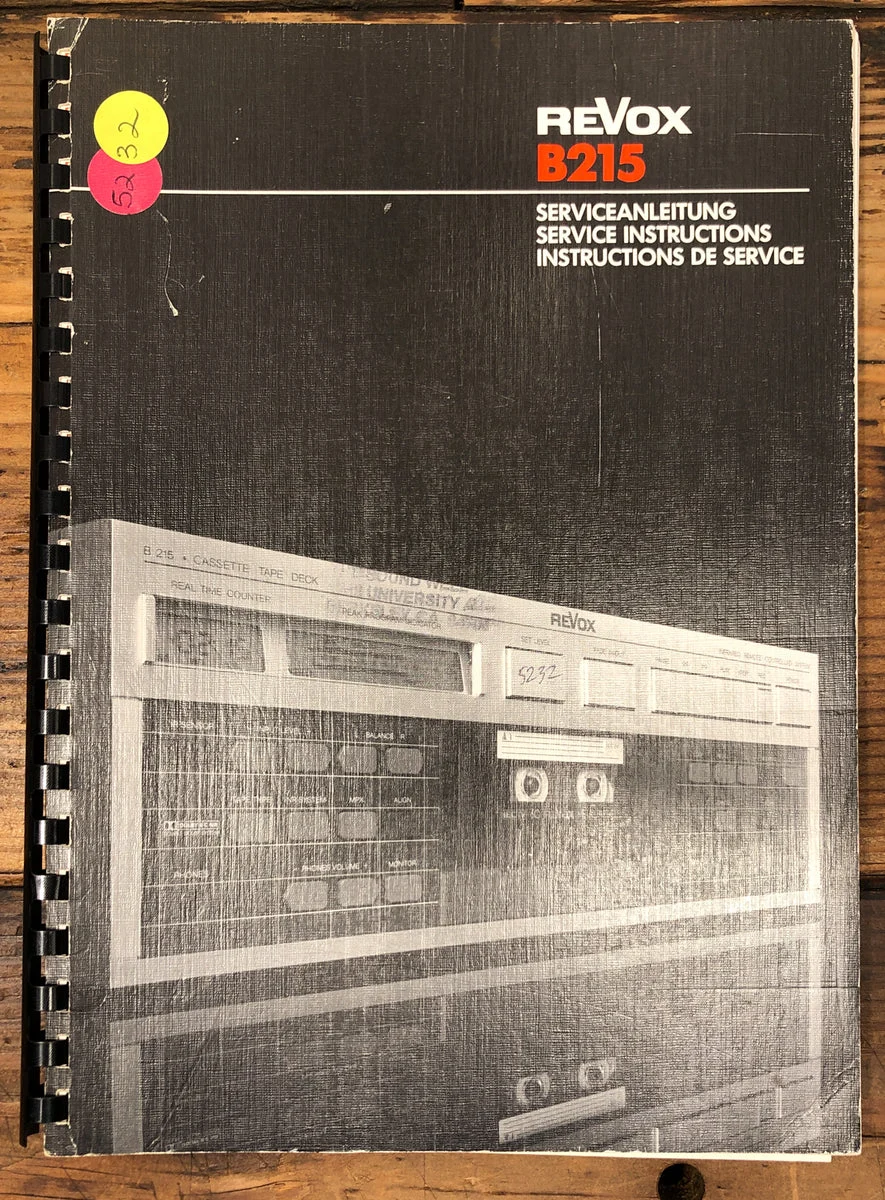 Revox B215 B-215 Cassette Service Manual *Original*