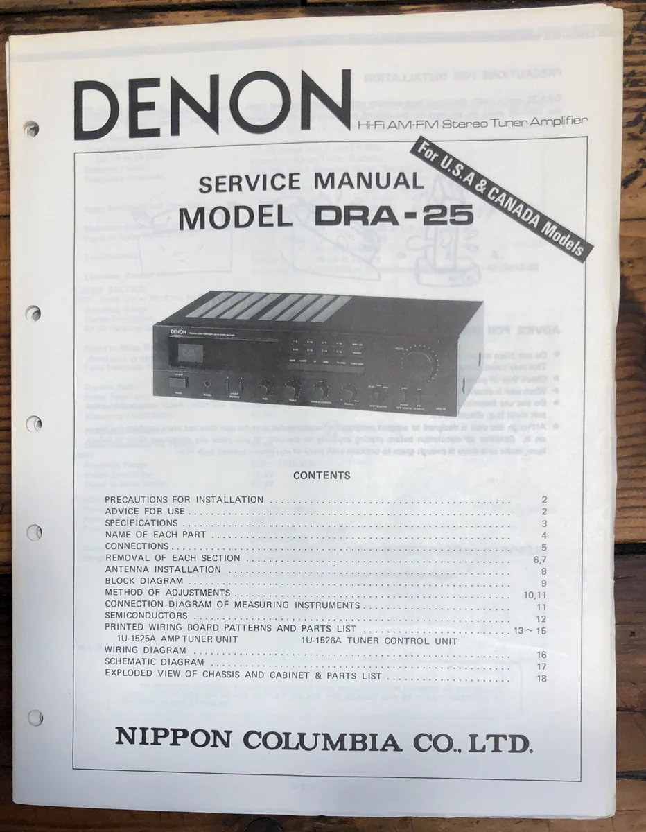 Denon DRA-25 ReceiverService Manual *Original*