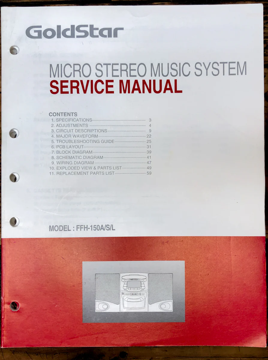 Goldstar FFH-150A -150S -150L StereoService Manual *Original*