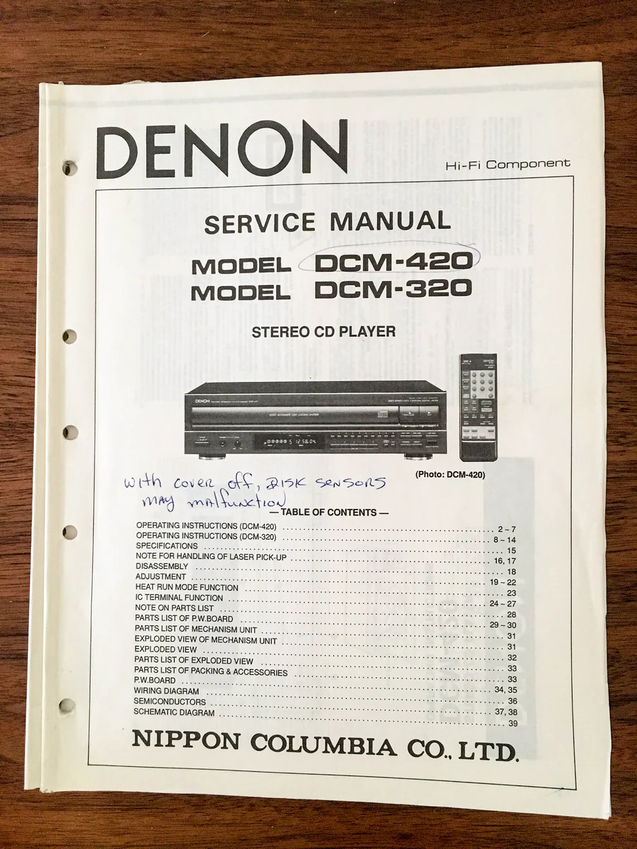 Denon DCM-420 DCM-320 CD PLAYER Service Manual *Original*