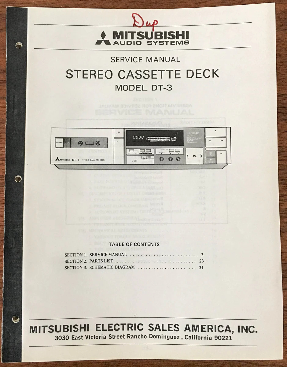 Mitsubishi DT-3Service Manual *Original* #2