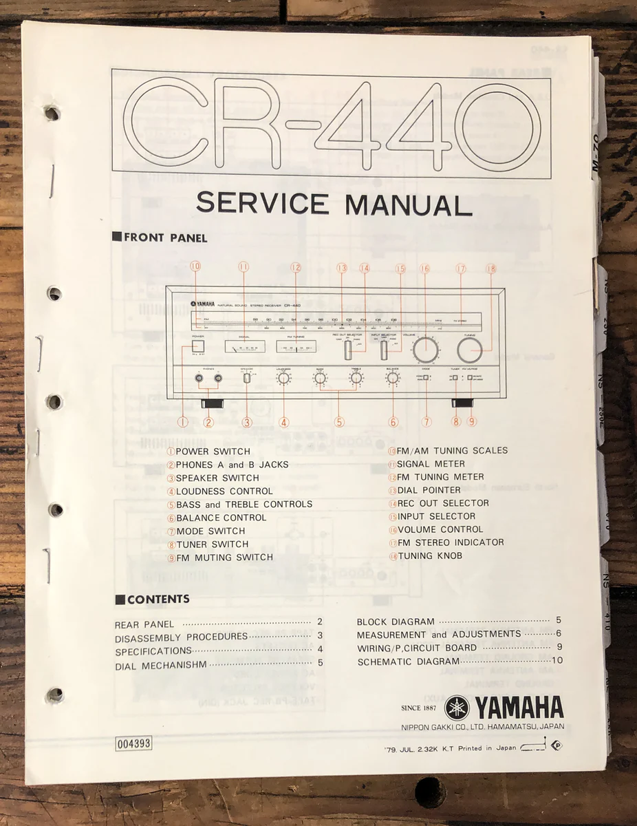 Yamaha CR-440 Receiver Service Manual *Original*