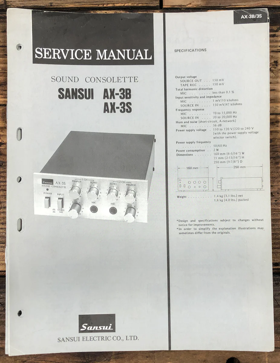 Sansui AX-3B AX-3S Sound ConsoletteService Manual *Original*