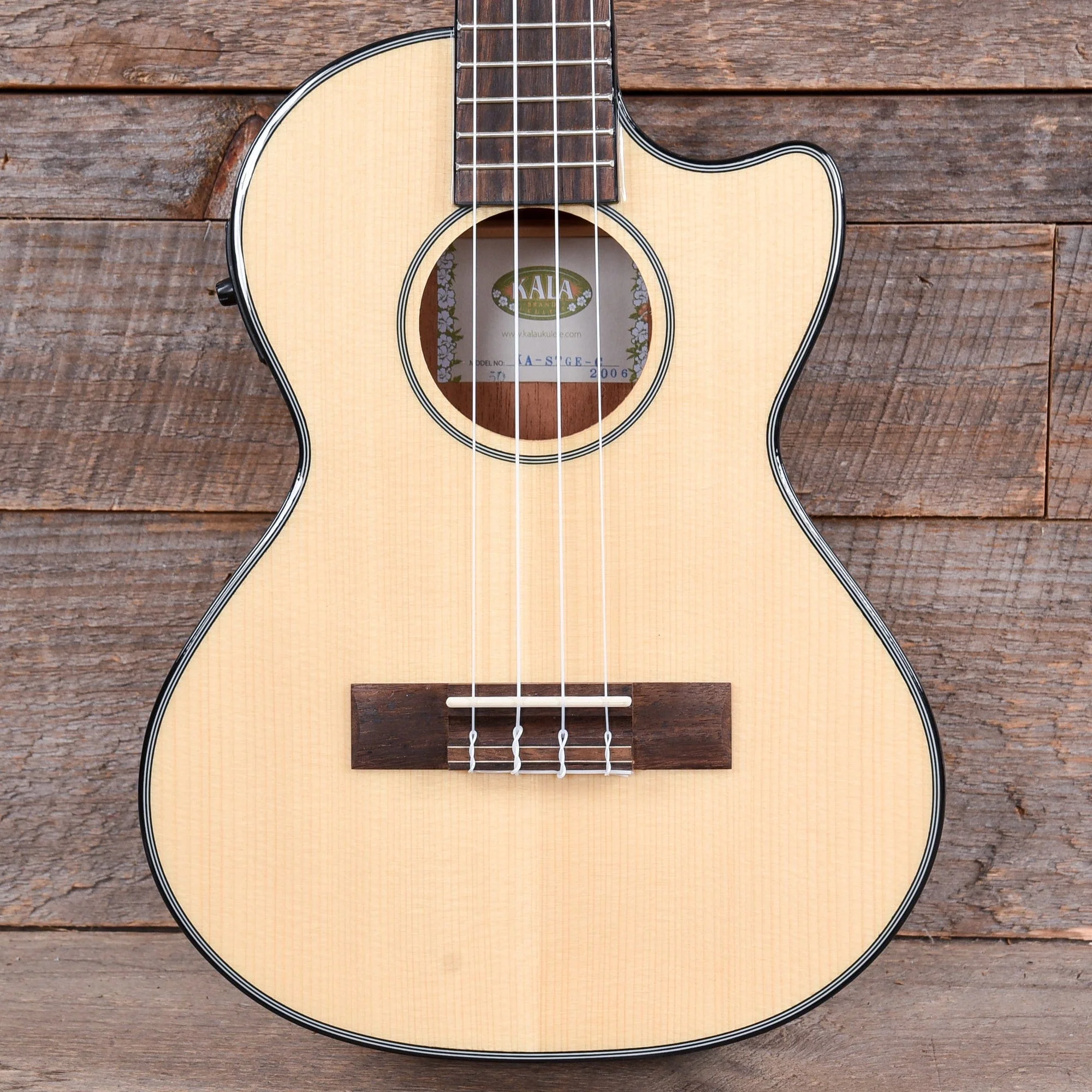Kala KA-STGE-C Tenor Ukulele Gloss Solid Spruce/Mahogany Cutaway w/EQ