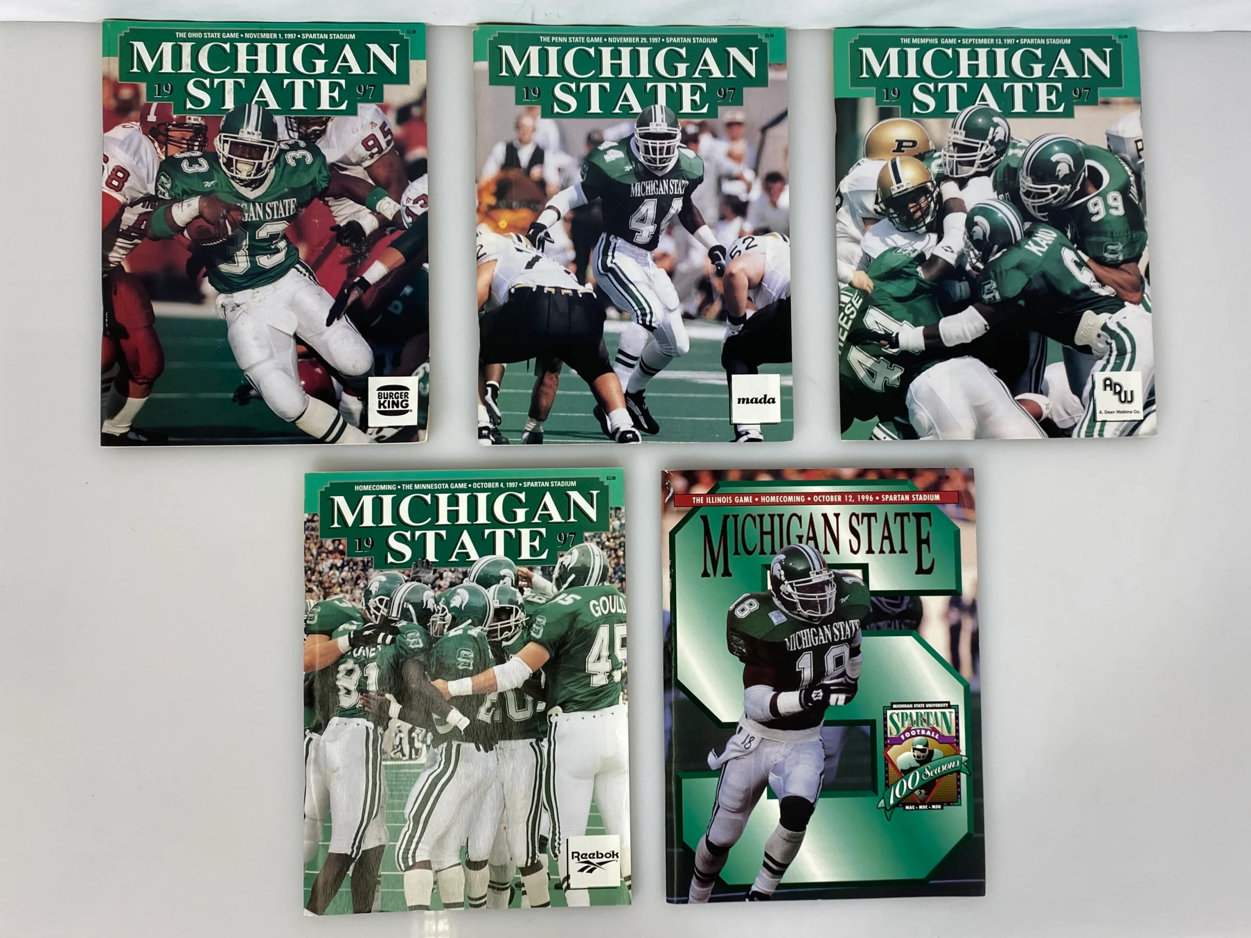 lot-of-11-michigan-state-msu-football-programs-1994-1996.webp Lot of 11 Michigan State MSU Football Programs 1994-1996