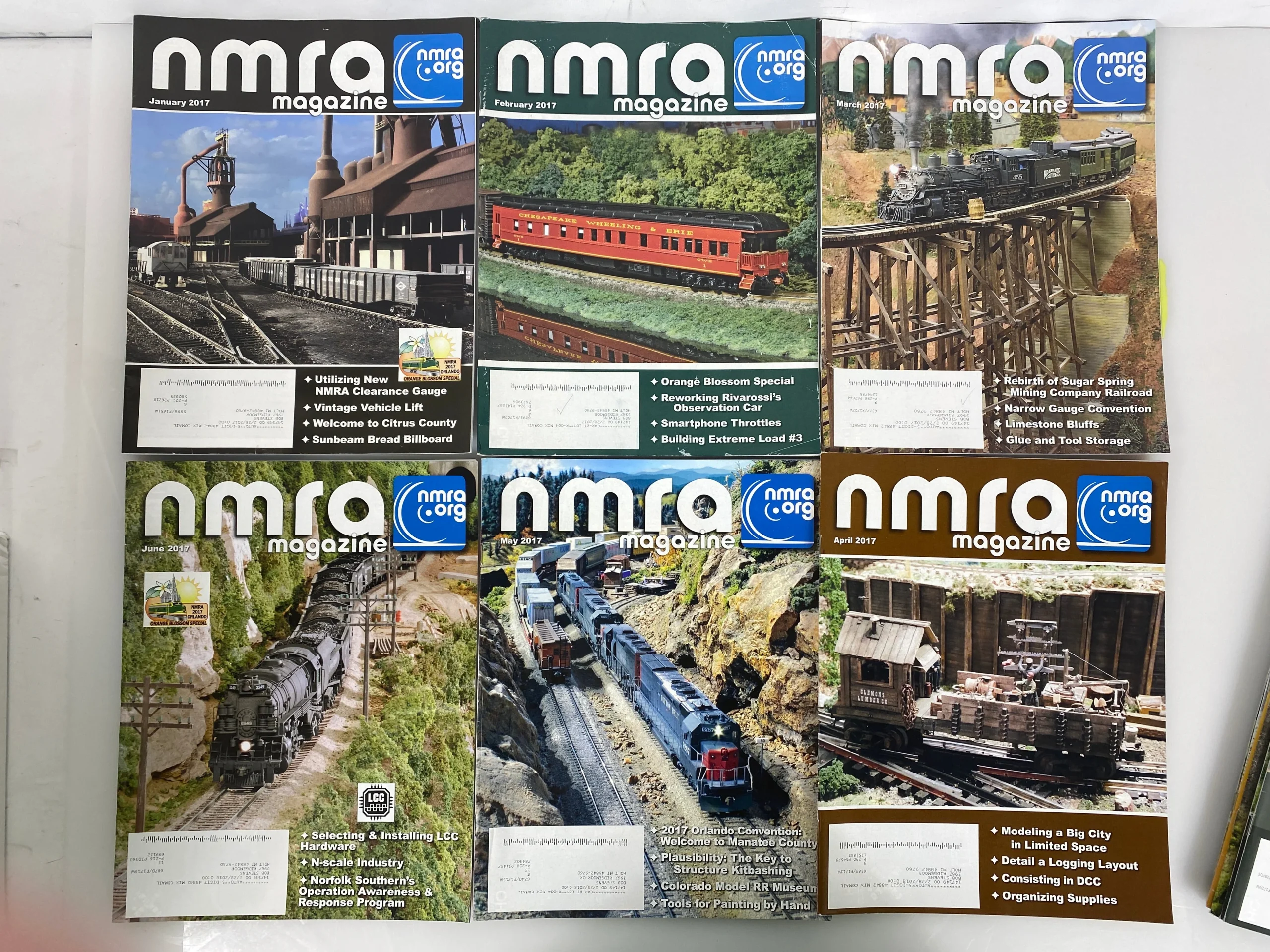 Lot of 12 NMRA (Model Railroad Association) Magazines 2017 Complete Year