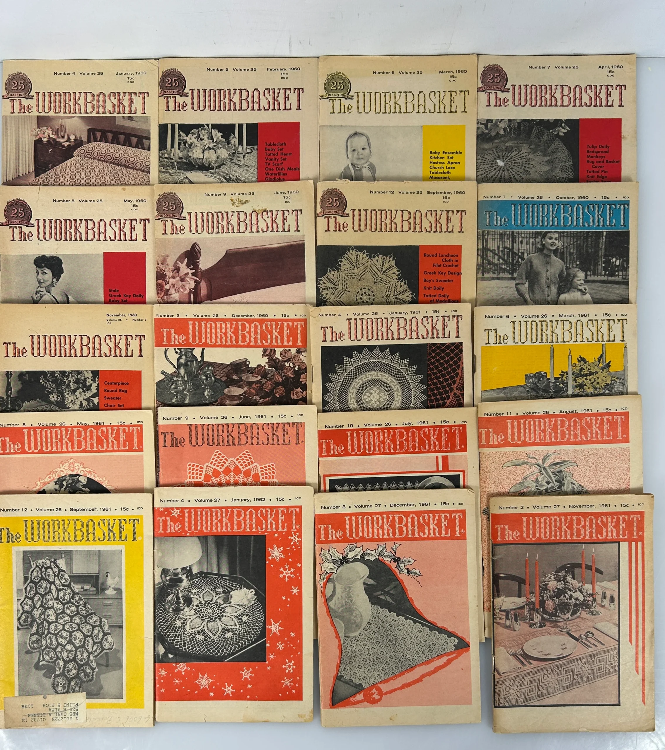 Lot of 20 The Workbasket Magazine Volume 25-27 (1960-1962)