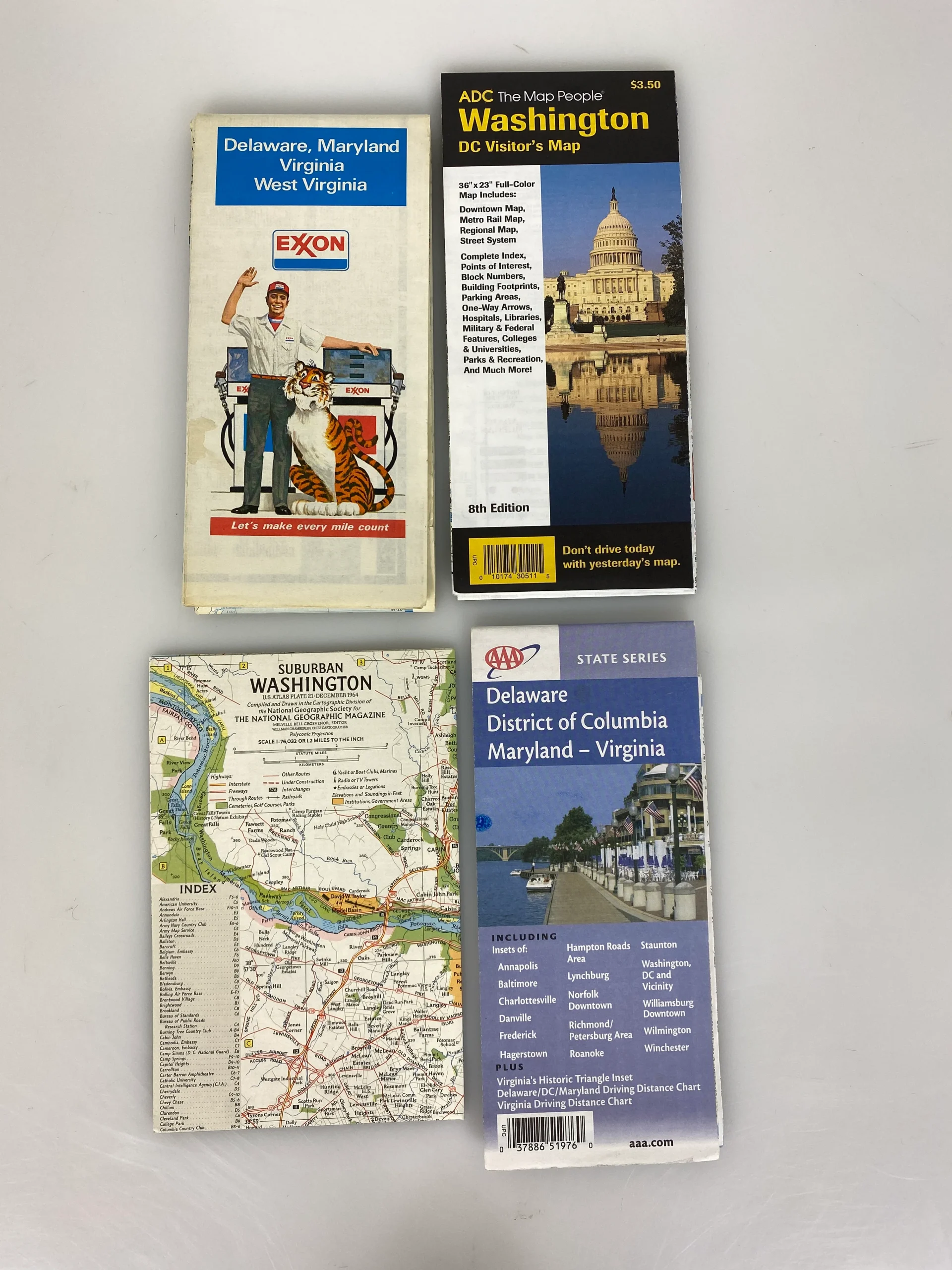 Lot of 4 Washington DC/Suburbs/Delaware, Maryland, Virginia Maps