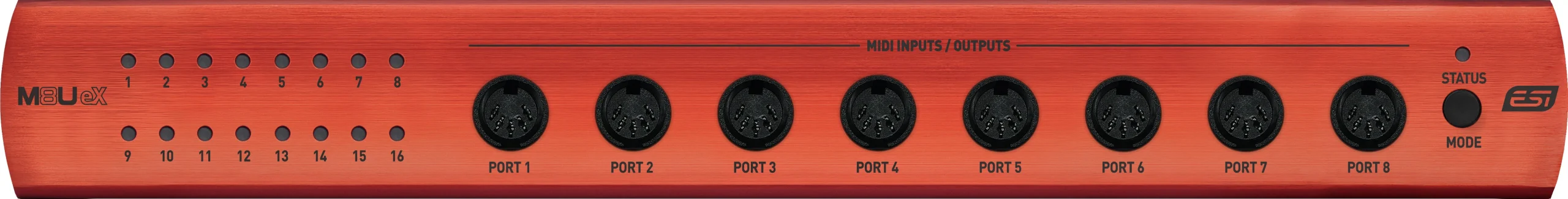 m8uex_sub1_large_8e3de3c3-6496-454e-bf9a-1728a1490200.webp ESI Audio M8U eX - 16-port USB 3.0 MIDI interface with USB hub - Black/Orange