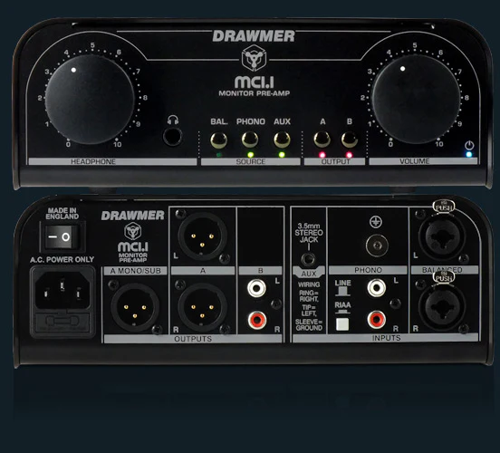 mc11_front_rear_content.webp Drawmer MC1.1 - Monitor PreAmp