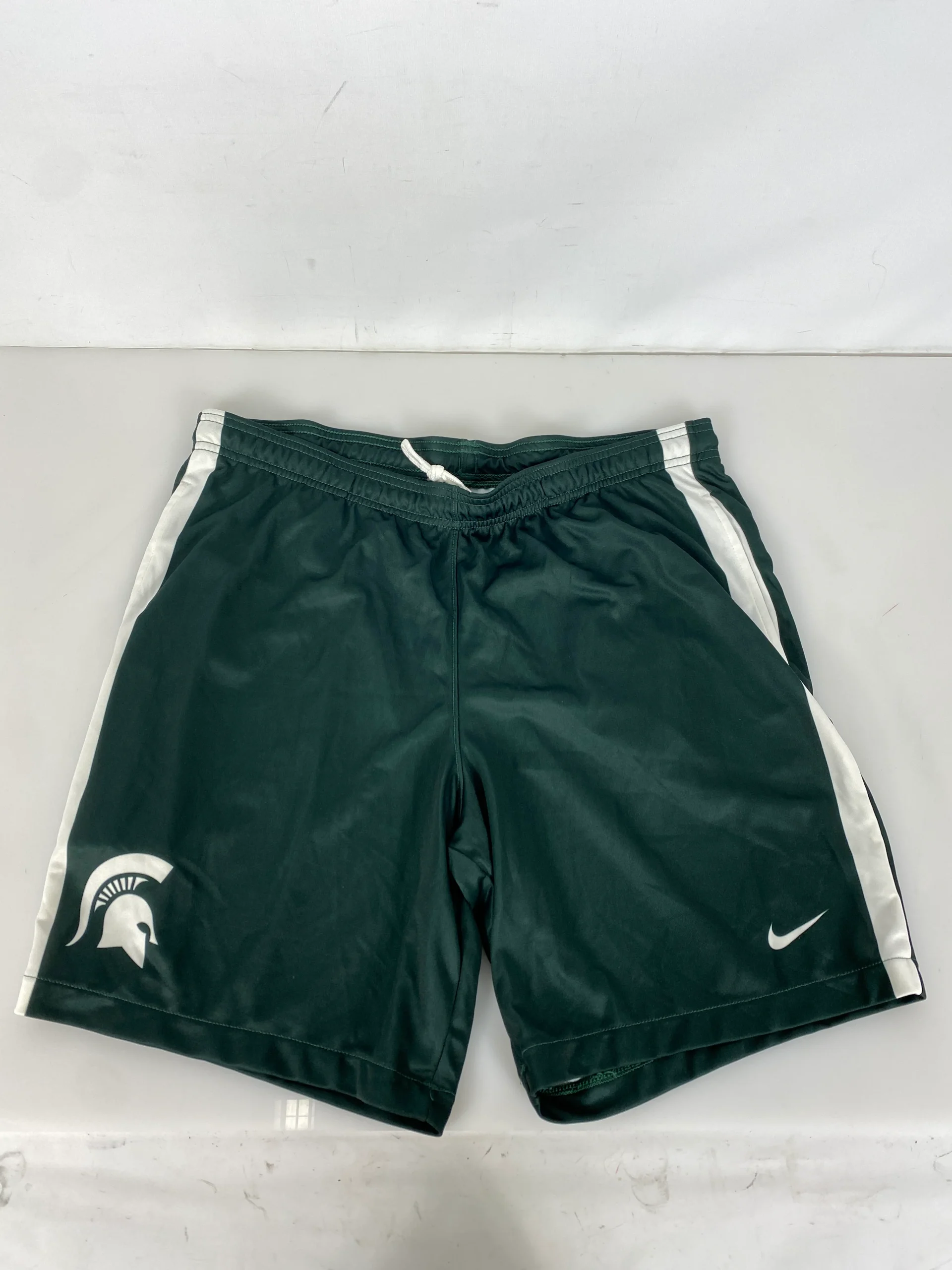 Nike Green and White Michigan State Workout Shorts Size M