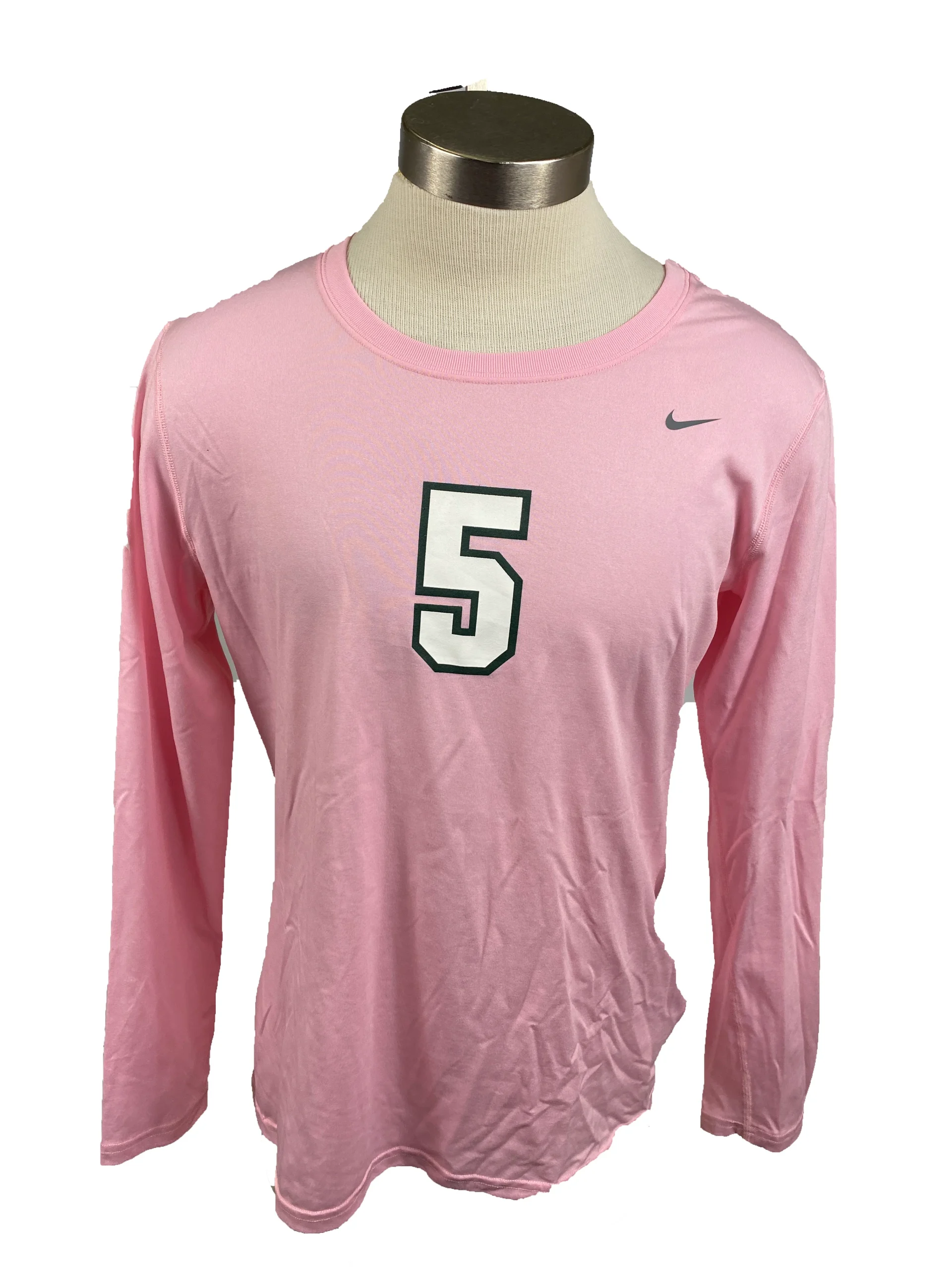 Nike Pink Spartan Brest Cancer Awareness Volleyball Long Sleeve Jersey #5 Women's Size L
