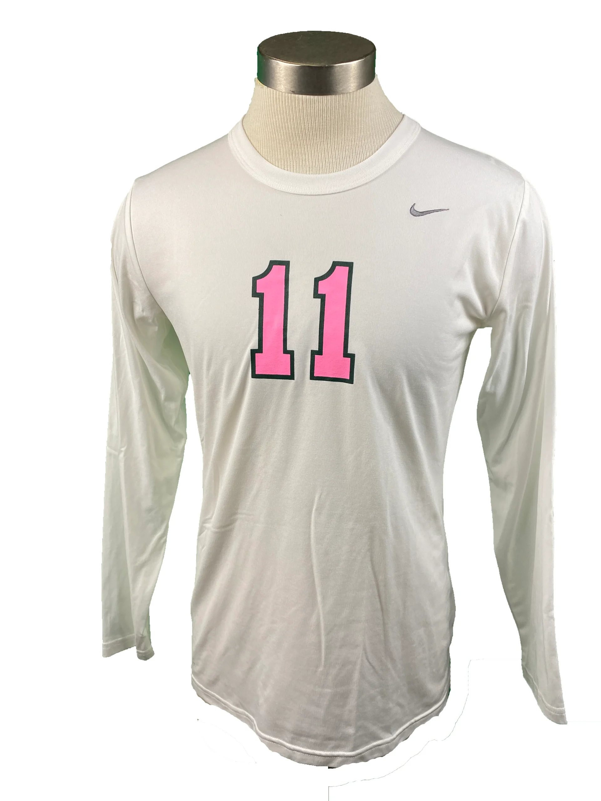 Nike White Breast Cancer Awareness Volleyball Long Sleeve Jersey #11 Women's Size L