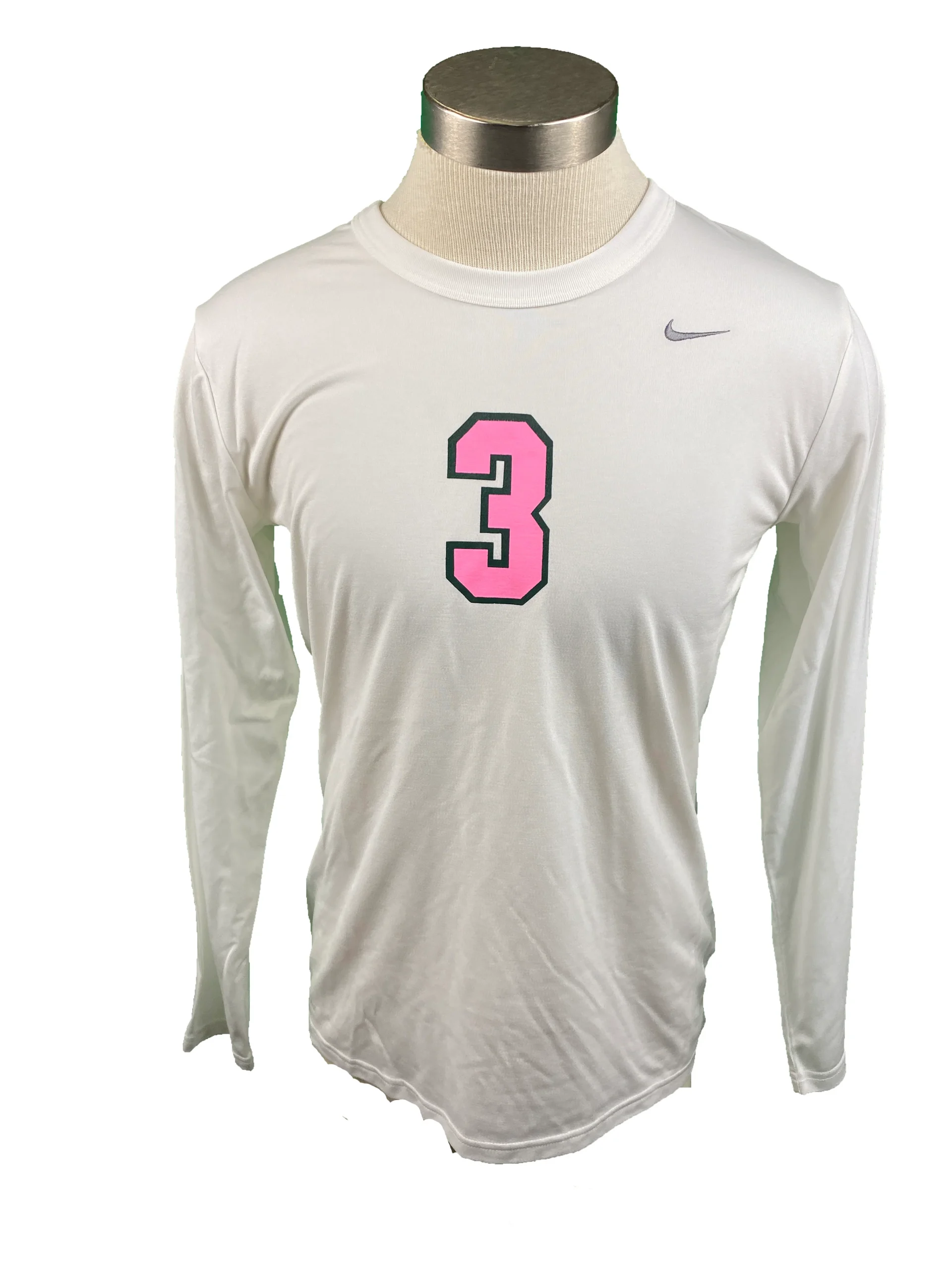 Nike White Breast Cancer Awareness Volleyball Long Sleeve Jersey #3 Women's Size L