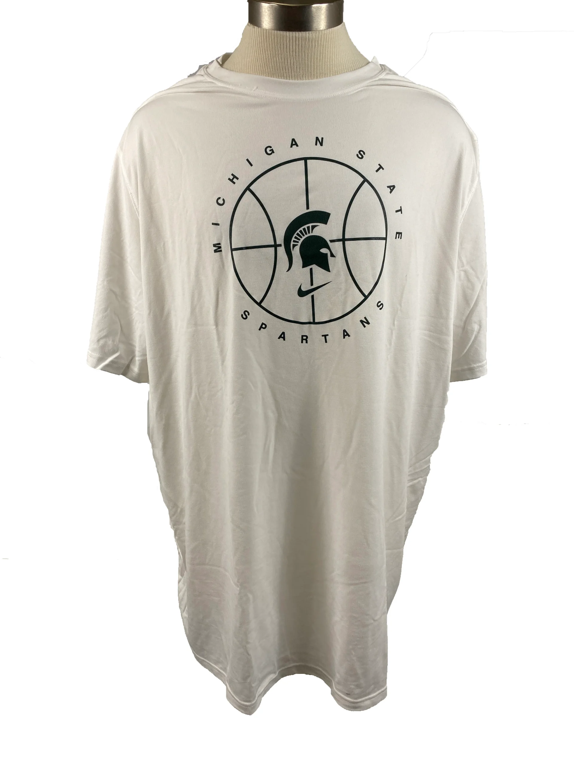 Nike White Michigan State Spartans Basketball Short Sleeve Shirt Men's Size S *NEW*