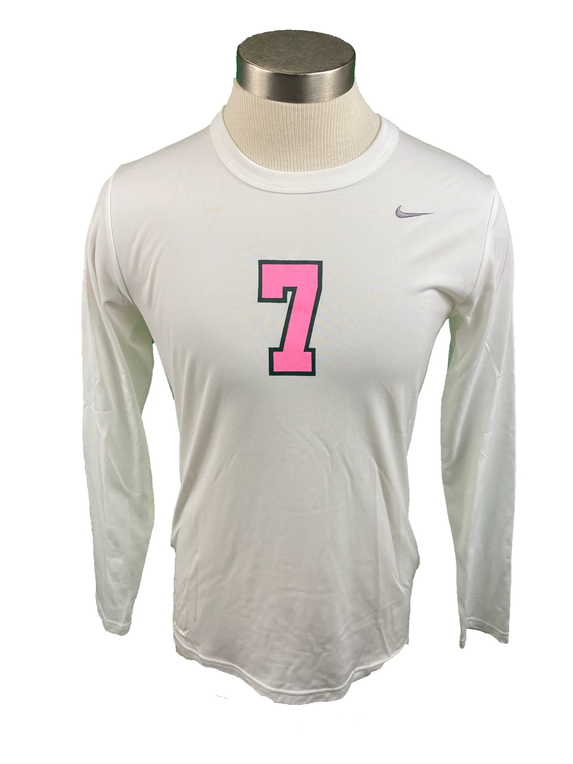 Nike White Spartan Brest Cancer Awareness Volleyball Long Sleeve Jersey #7 Women's Size L