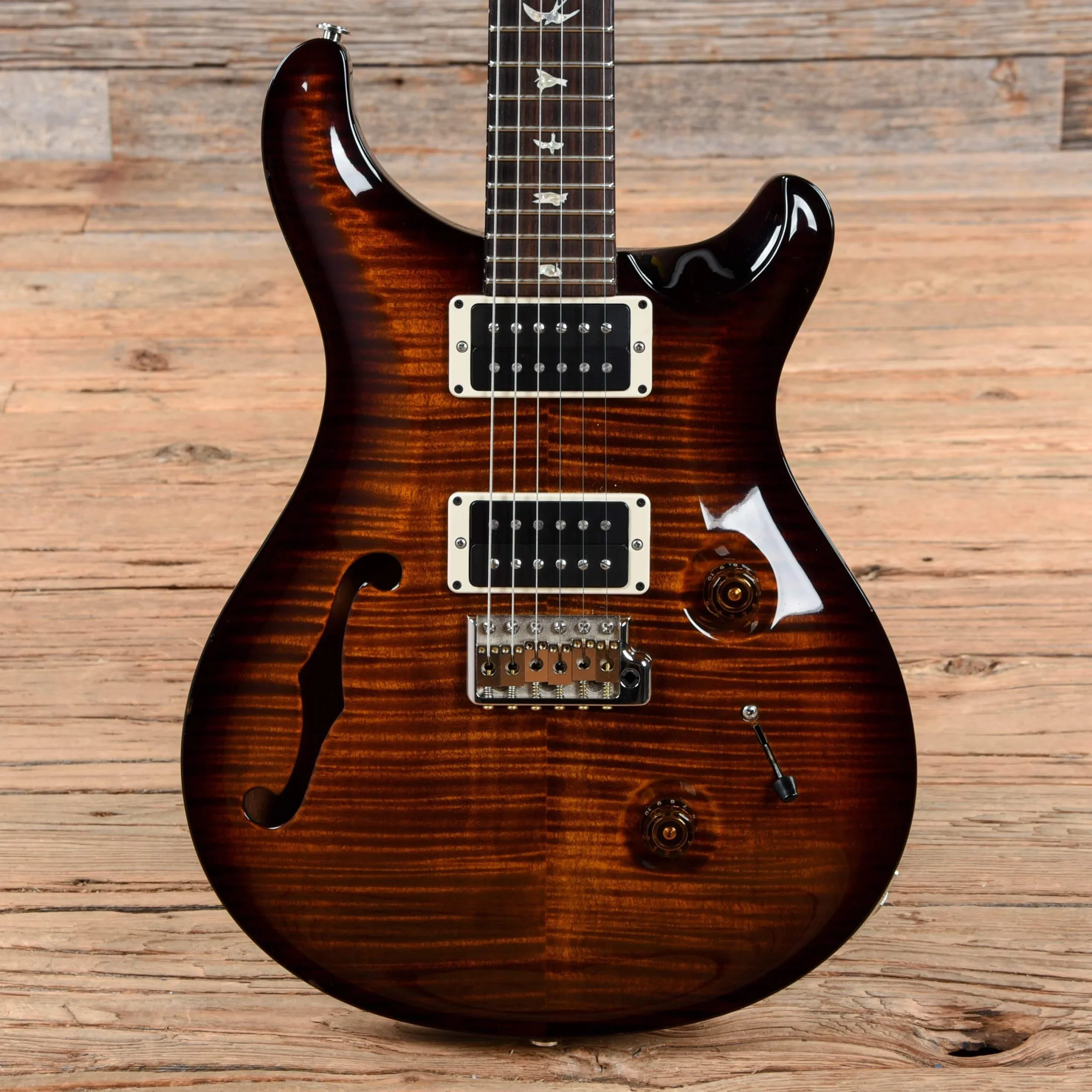 PRS Custom 24 Semi-Hollow 10 Top Black Gold Wrap 2014