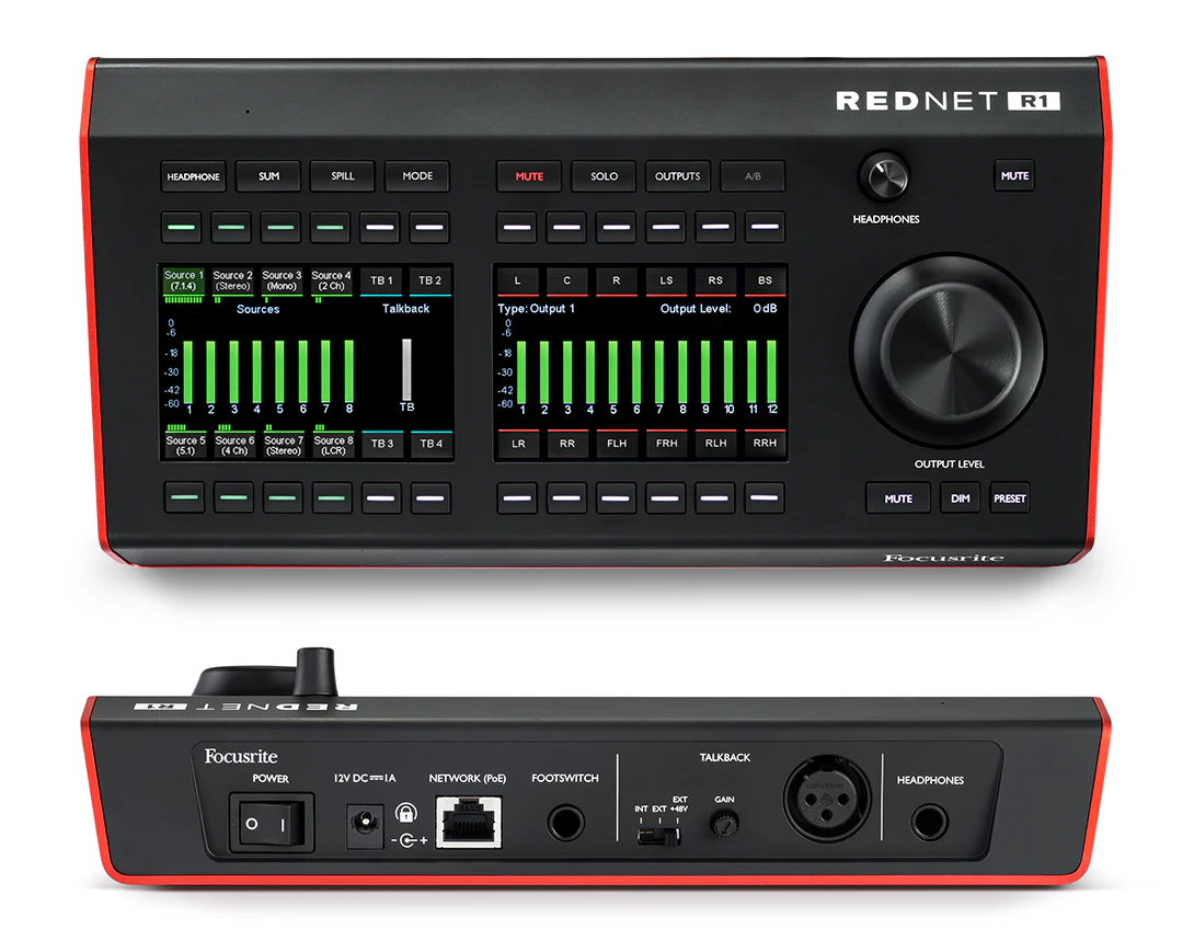 rednetr1-front-rear-1090-869.webp Focusrite RedNet R1 - Desktop Remote Controller for Red Interfaces with PoE